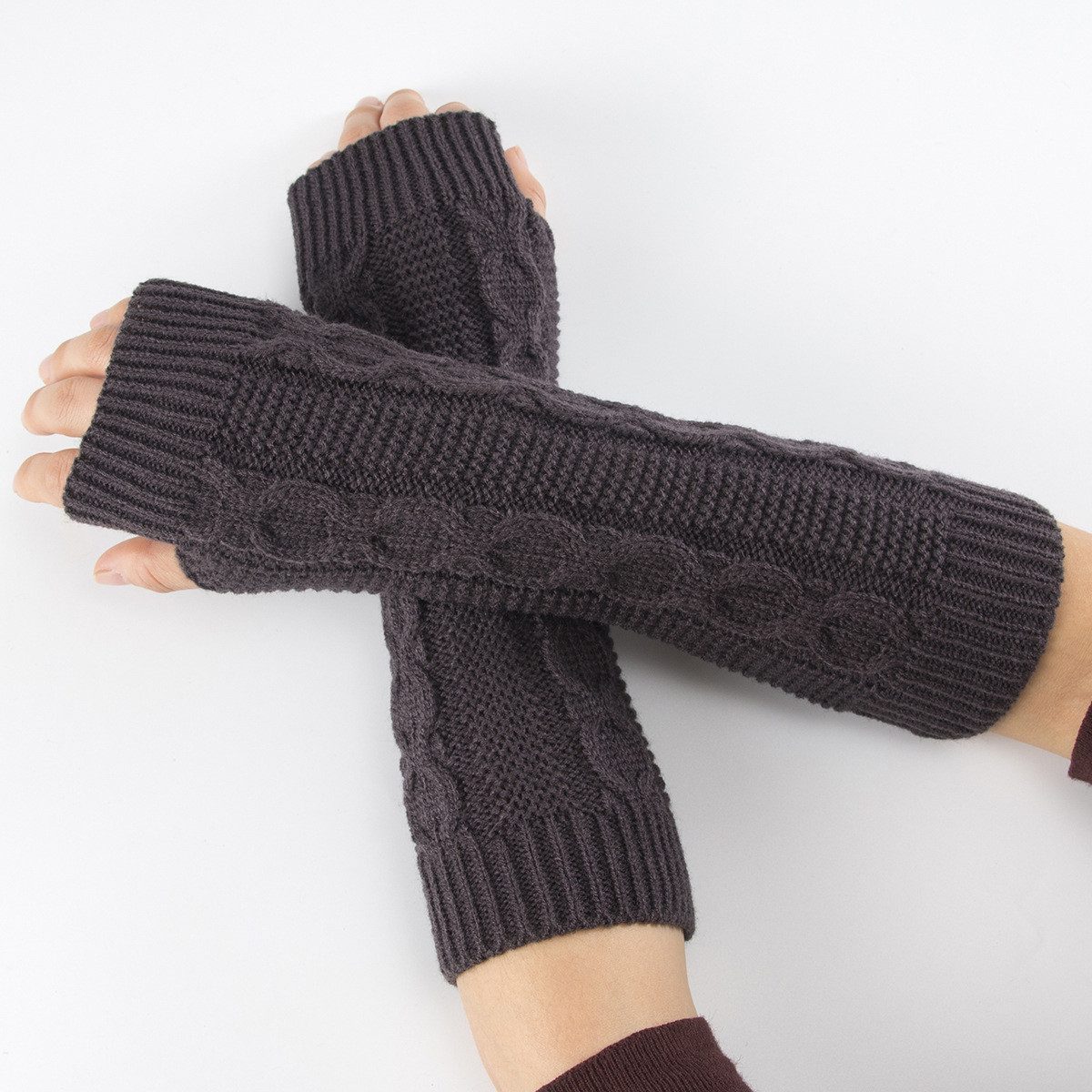 Coonoor Armstulpen Armstulpen Damen Wolle Pulswärmer Strick Halb Fingerlose Handschuhe Gestrickte Handstulpen Unisex Winterhandschuhe Wärmer Armwärmer