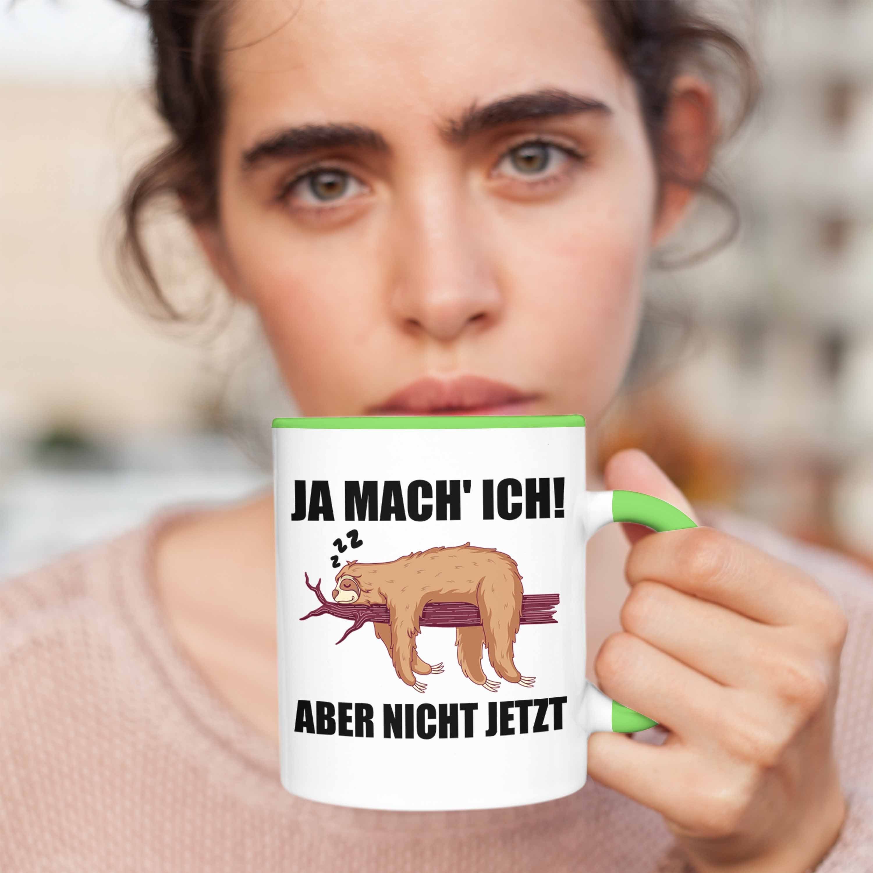 Trendation Faultier - Spruch Arbeitskollege Mitarbeiter Abschiedsgeschenk Lustige Grün Tasse für Tasse Trendation Geschenk