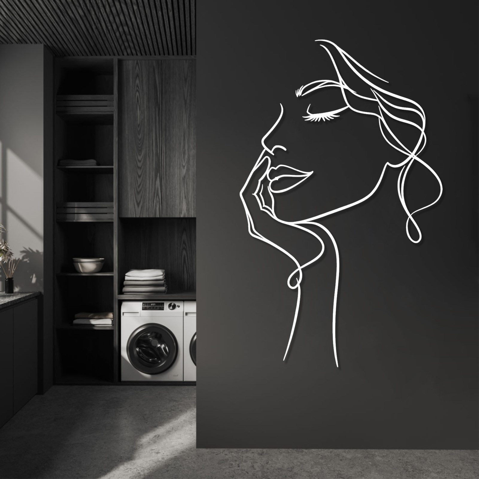 Jumpeak Wanddekoobjekt Elegante Wandkunst für Frauen,Abstrakte Gesichtszüge,Konturlinien, Metall,4 Farben,4 Maße,Geschenke für Frauen,Wanddeko für Wohnzimmer