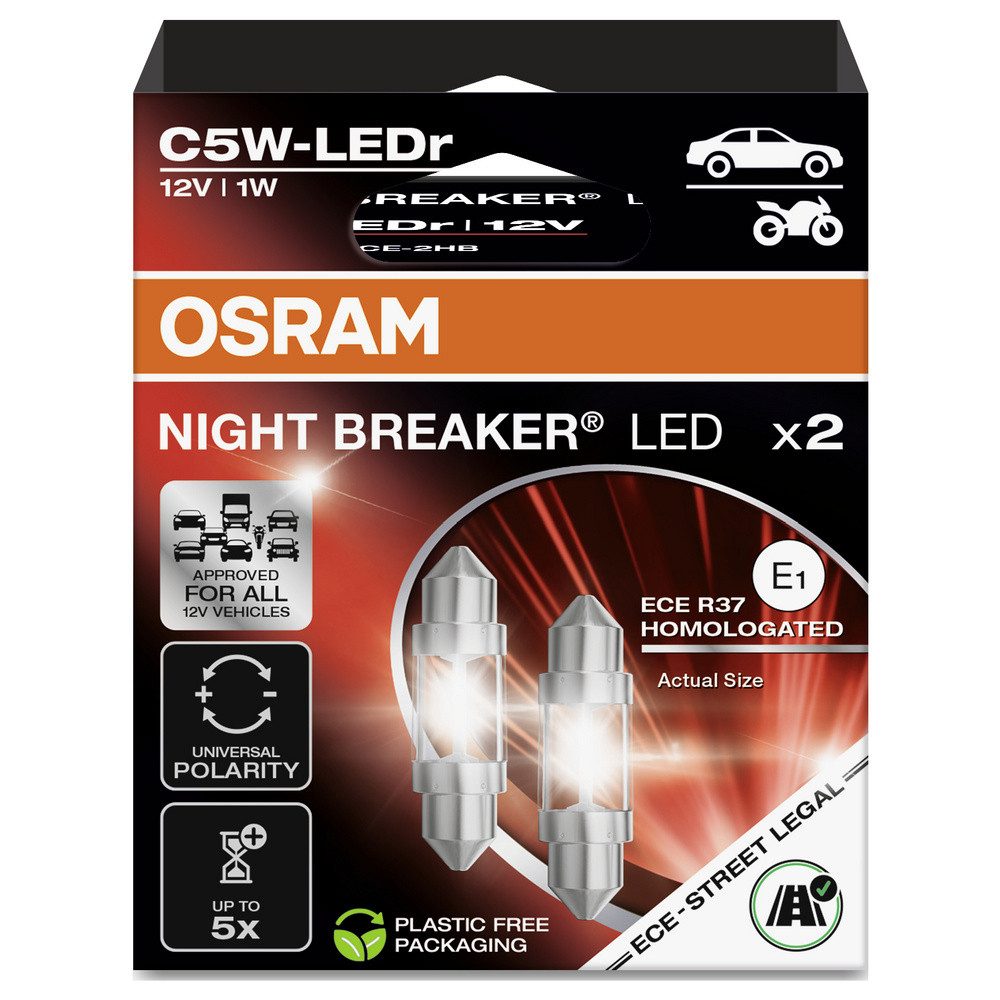 Osram KFZ-Ersatzleuchte OSRAM 6418DWNB-ECE-2HB LED Leuchtmittel C5W – Bild 2 von 3