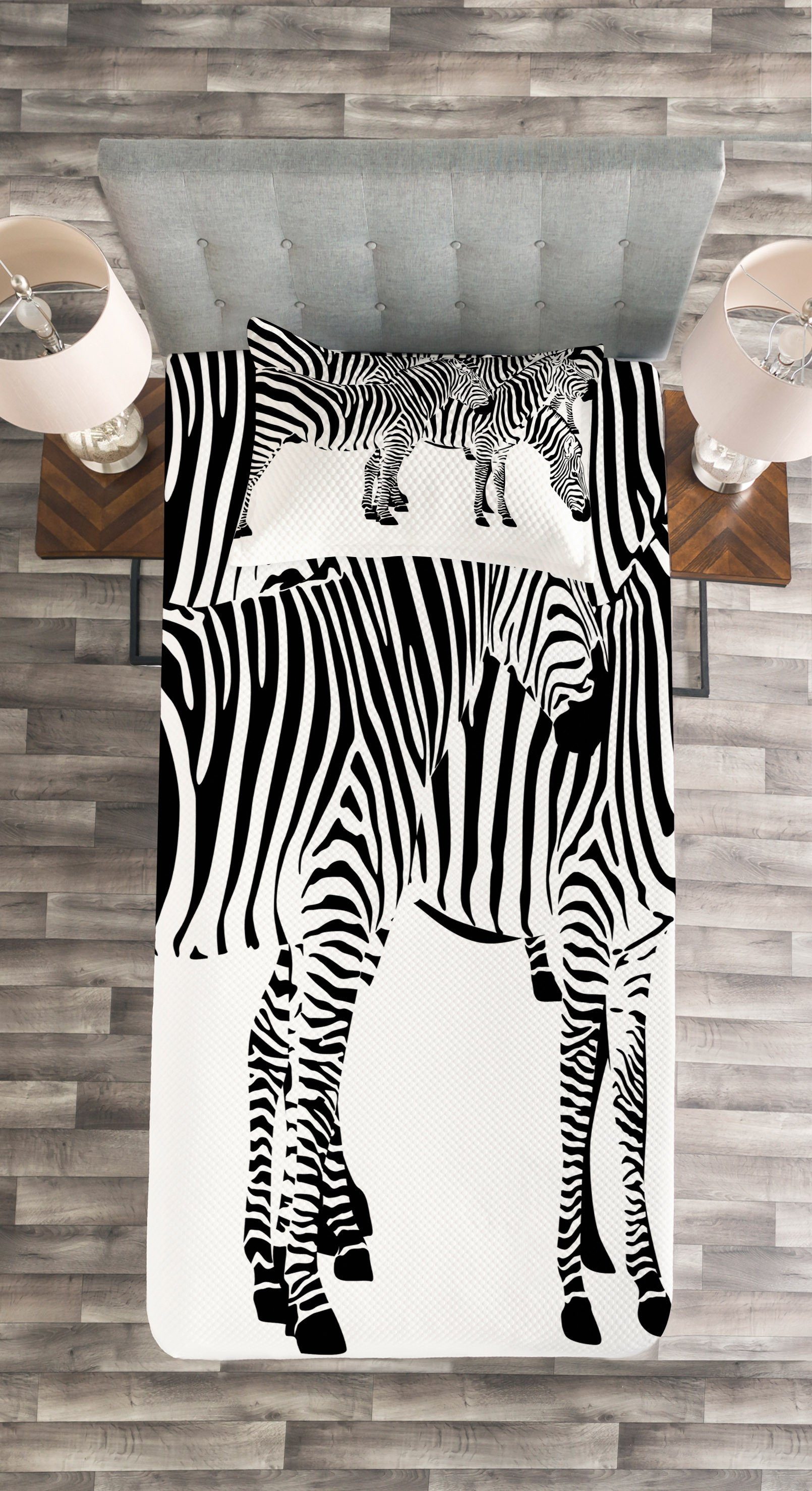 Tagesdecke Set mit Safari Zebras wilde Abakuhaus, Kissenbezügen Waschbar