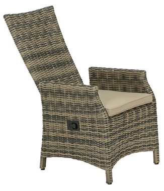 Dehner Gartenlounge-Set Geflechtsessel Siena, 114 x 59 x 64 cm, braun melierter Rattanstuhl mit hohem Sitzkomfort, stabiles Alugestell