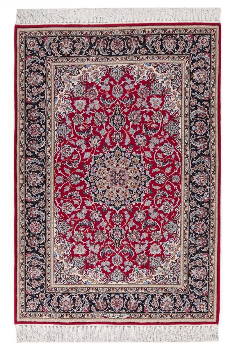 Orientteppich Isfahan Seidenkette 111x162 Handgeknüpfter Orientteppich, Nain Trading, rechteckig, Höhe: 6 mm