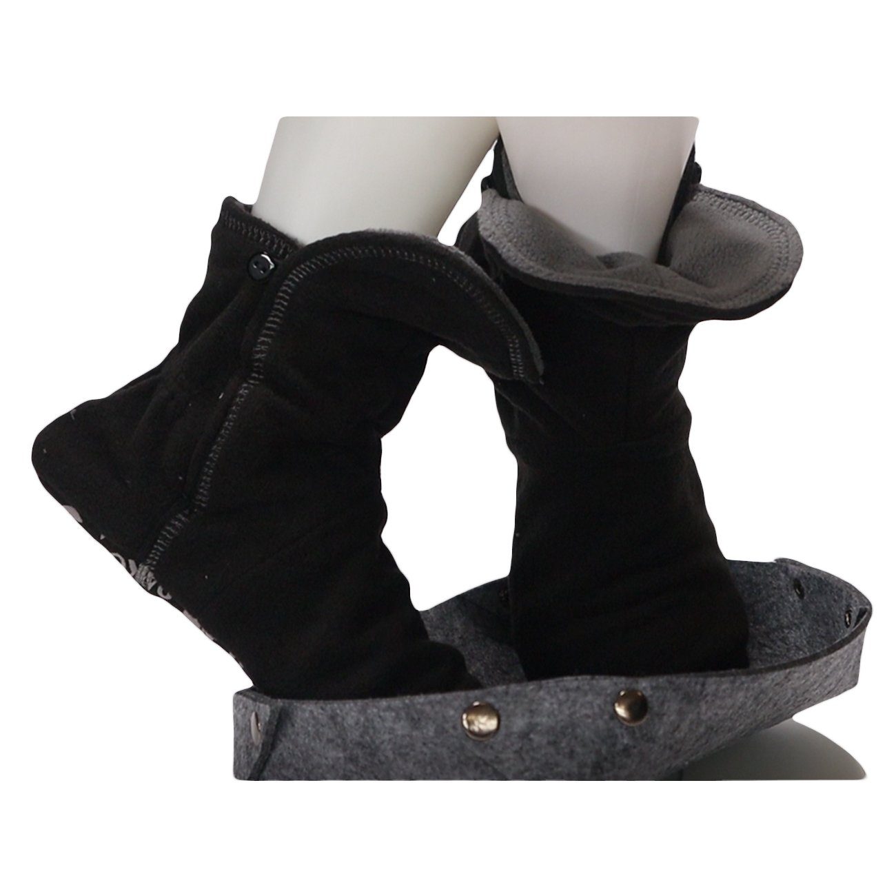 und Kinder  Hausstiefel mit Rutschfester Hausschuh Sohle für (aus Flauschige) Fleece Herren Damen Stoppersocken Super Miro und Hüttenschuhe ABS RAIKOU Coffee/Orange