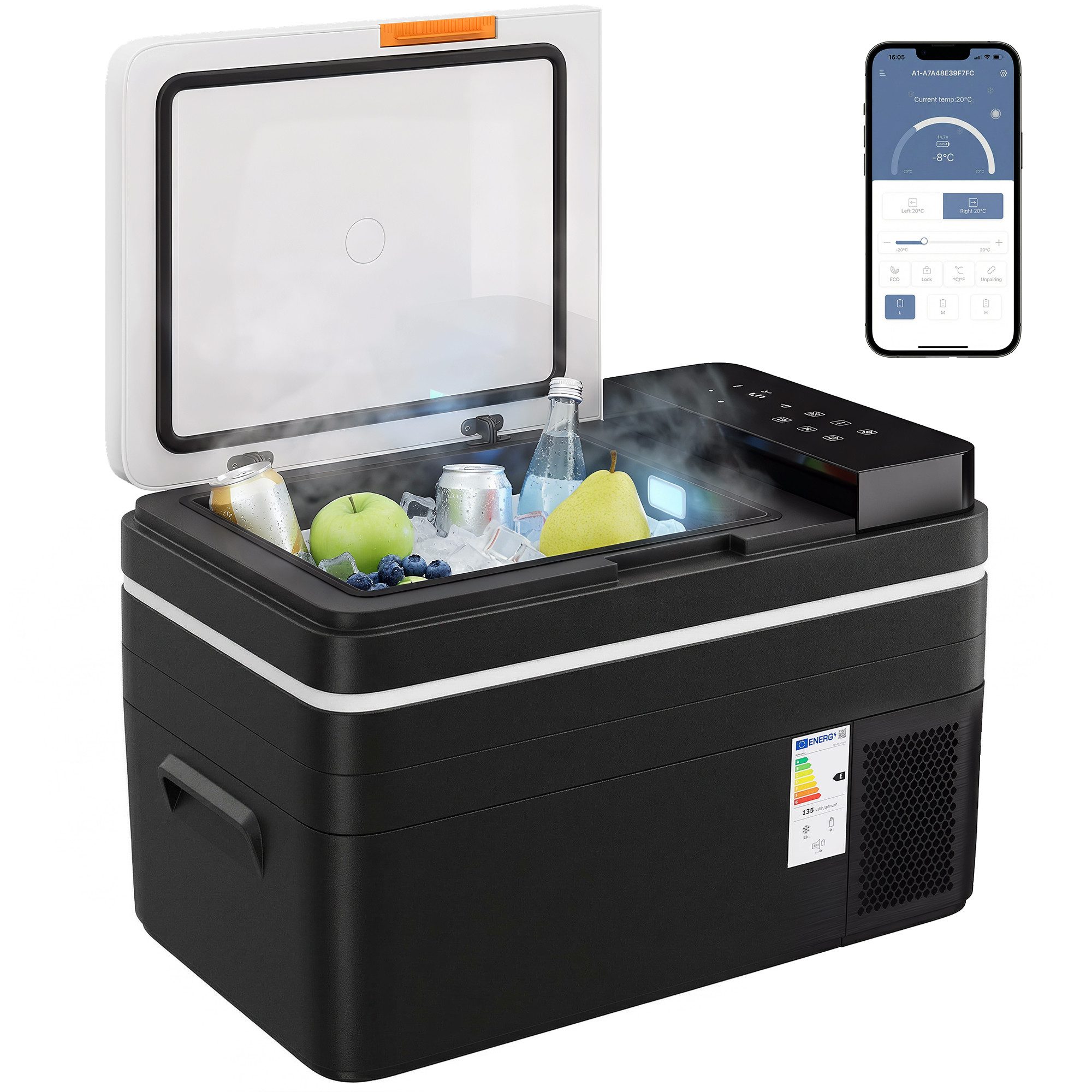 Outsunny Kühlbox Kompressor -20℃ bis 20℃ Elektrische mit APP-Steuerung, 30 l, für Auto LKW