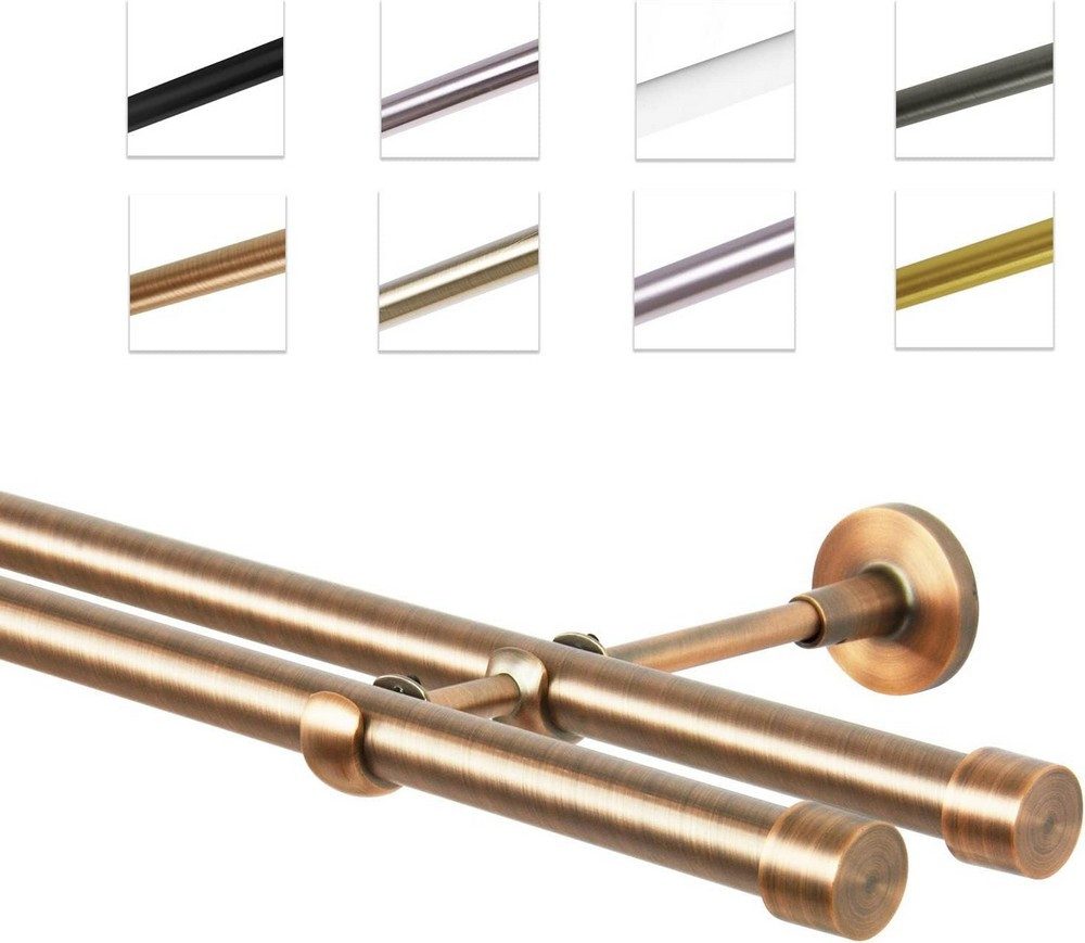 MDEKOR Gardinenstange Vorhangstange 19mm, 2-läufig, 2-läufig Wandmontage, 120 cm Kupfer
