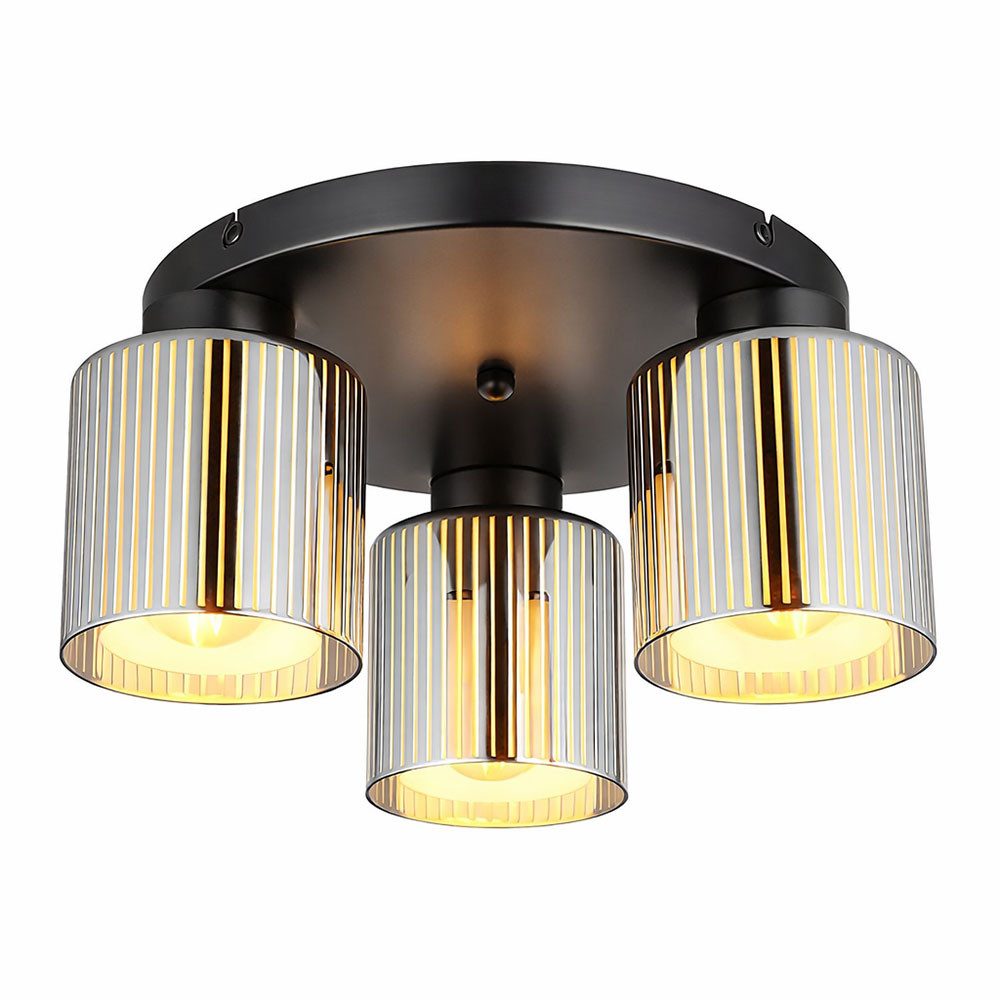 GLOBO LIGHTING LED Deckenleuchte, Leuchtmittel inklusive, Warmweiß, Deckenlampe Deckenleuchte Wohnzimmerlampe Glas verchromt LED D 34,5 cm