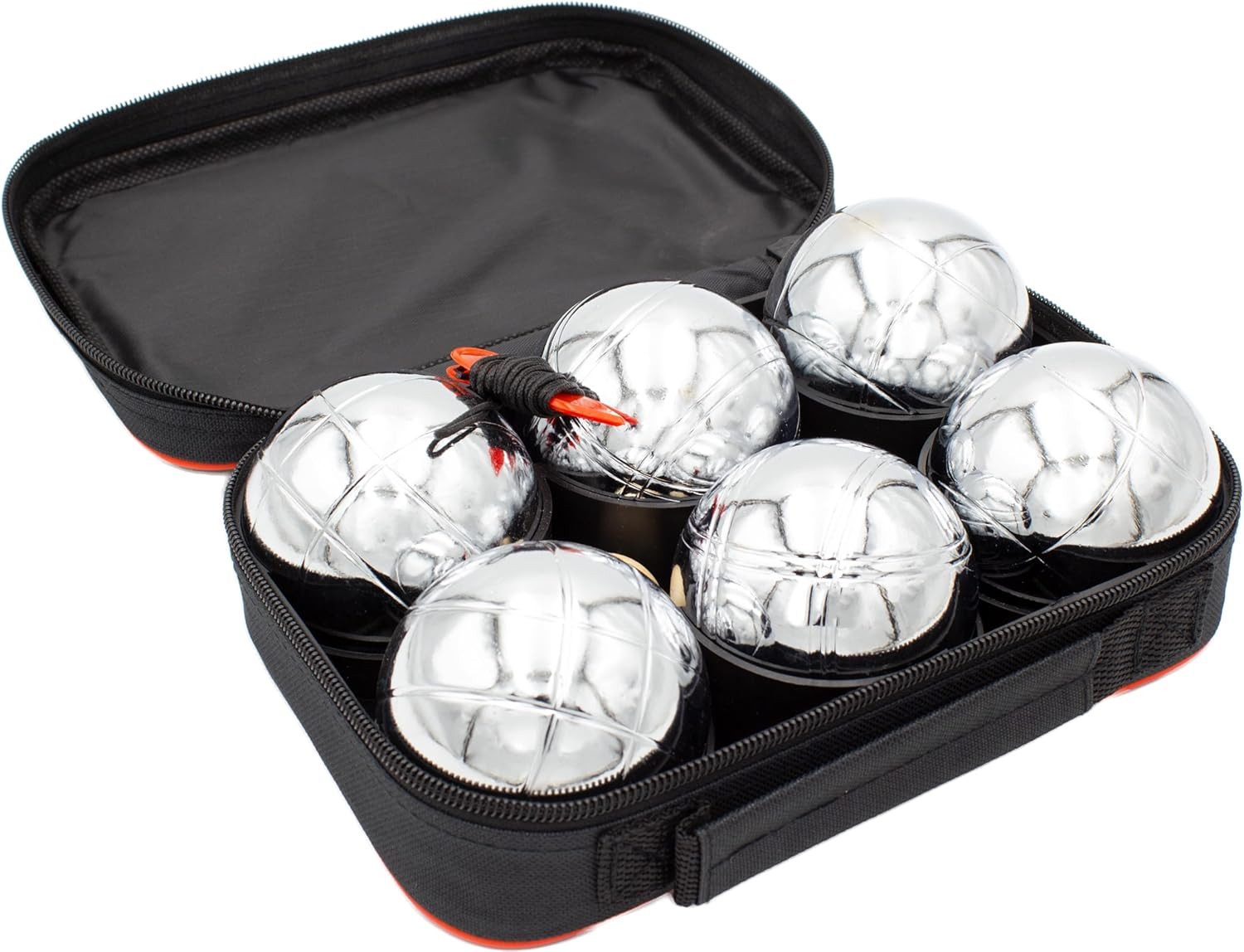 mucHome Stoßkugel Boule Kugel Set 6 Metallkugeln, Zielkugel Distanzschnur Tragetasche