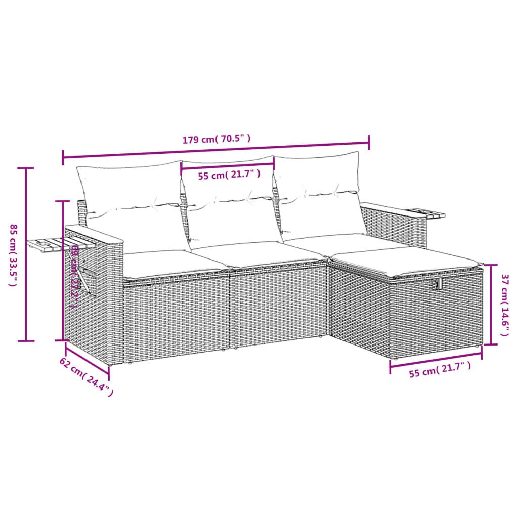 vidaXL Gartenlounge-Set 4-tlg. Garten-Sofagarnitur mit Kissen günstig online kaufen