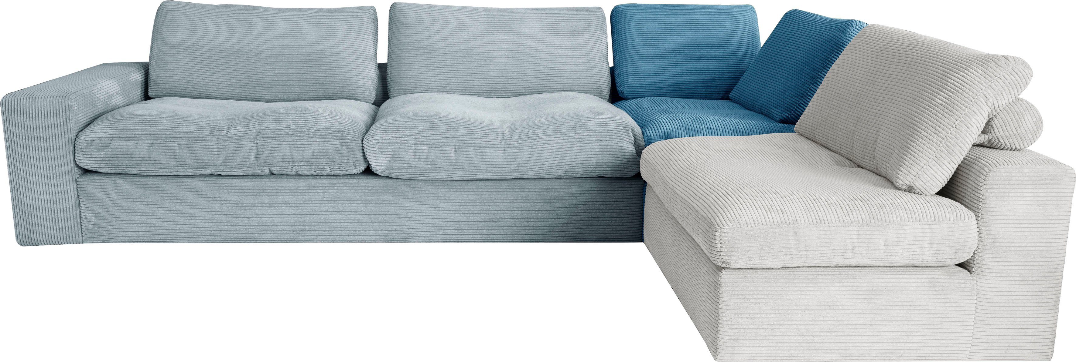 alina Ecksofa Sandy, mit losen Sitz und Rückenkissen, in modernem Cordstoff