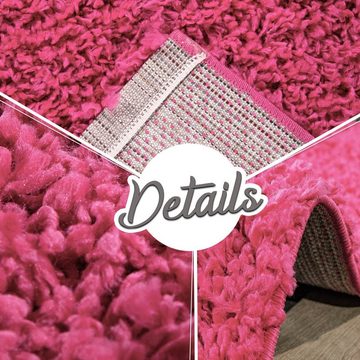 Hochflor-Teppich Hochflor Shaggy Teppich Preishammer Uni Einfarbig in Pink Fuchsia Modern, TT Home, rechteckig, Höhe: 34 mm
