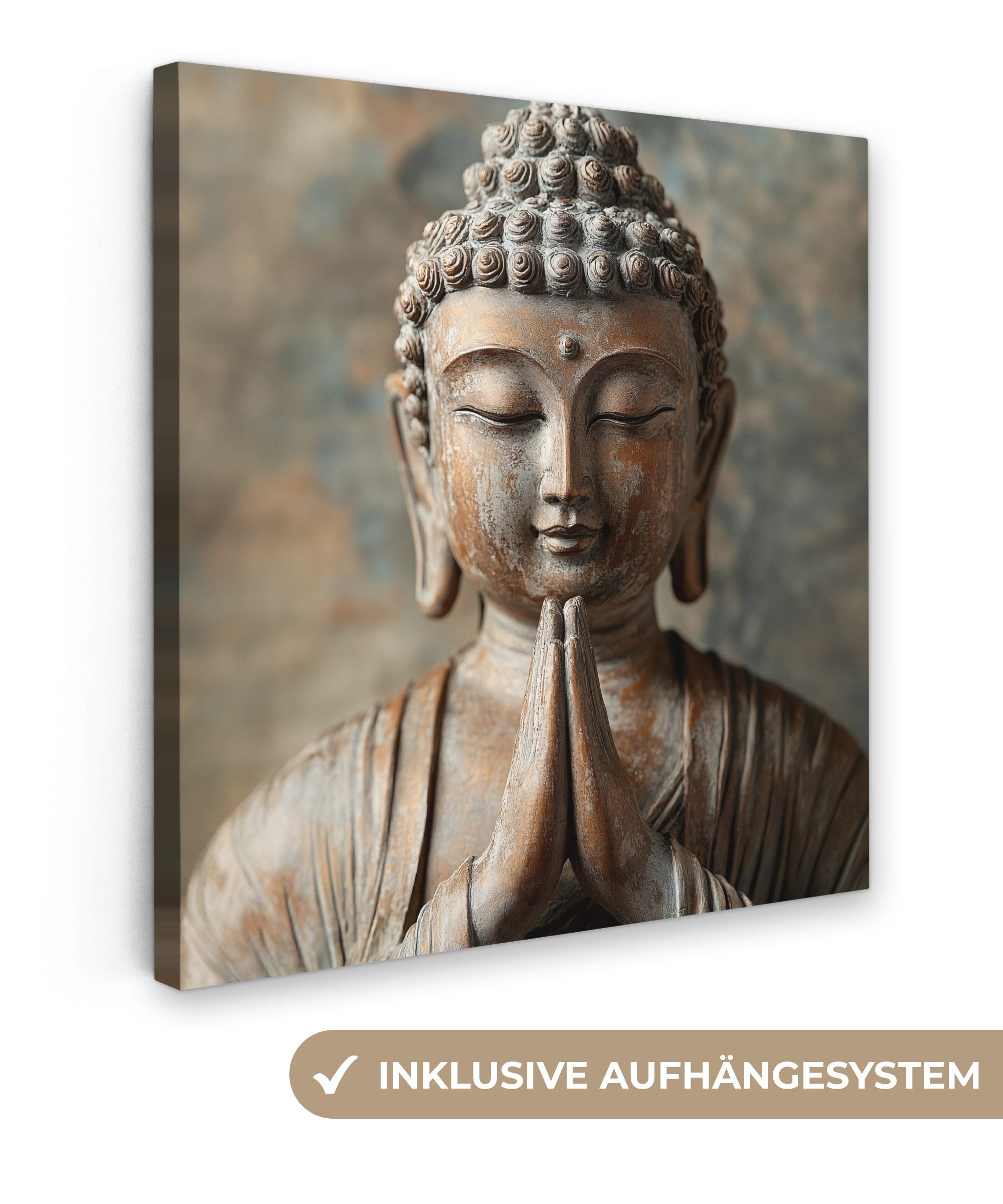 OneMillionCanvasses® Leinwandbild Buddha - Statue - Braun - Ruhe, Fotodruck günstig online kaufen