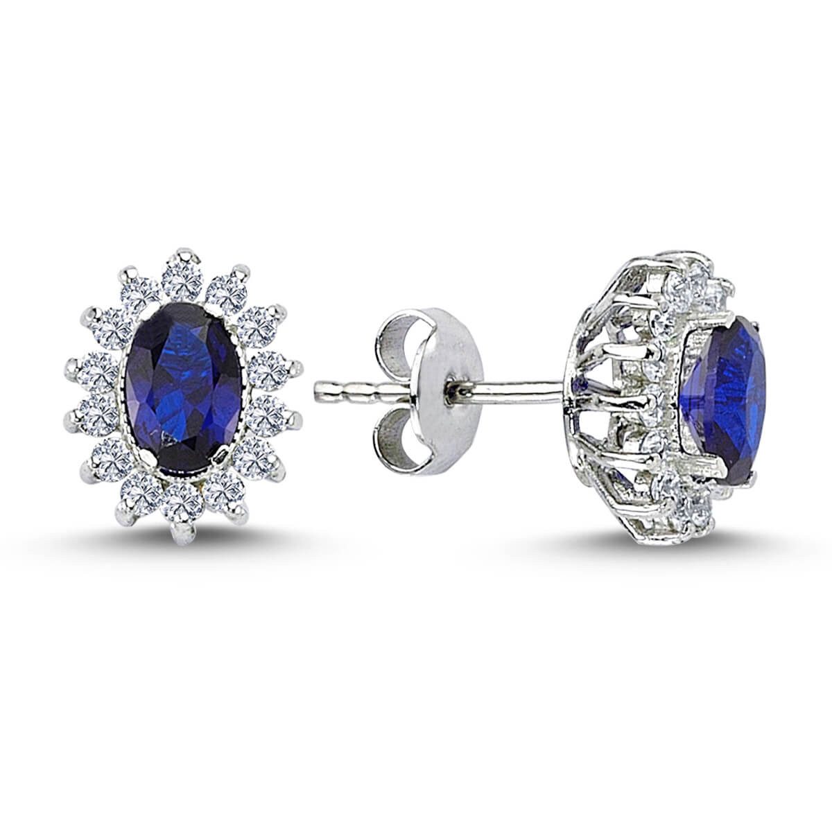 EinStein Diamant Ohrring-Set, Diamant Oval Saphir Серьги Entourage 14 Karat Weißgold
