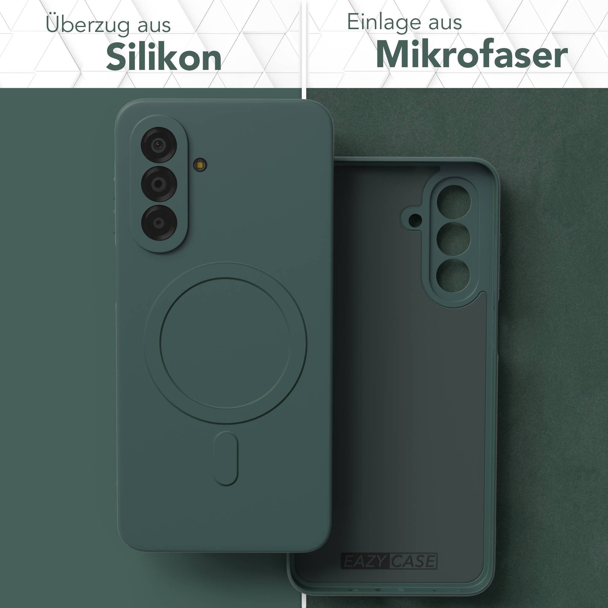 EAZY CASE Handyhülle MagSafe Silikon für Samsung Galaxy A17 6,7 Zoll, MagSafe Case Silikon kratzfestes Bumper Cover Qi-Charging Dunkelgrün – Bild 3 von 5