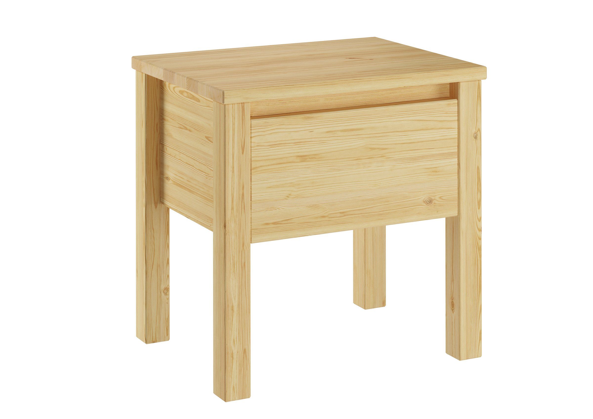 ERST-HOLZ Nachtkommode Nachttisch Kiefer Massiv Bettkommode Nachtschrank mit Schublade, 90.20-K14 - Nachttisch Kiefer farblos lackiert-eine Schublade