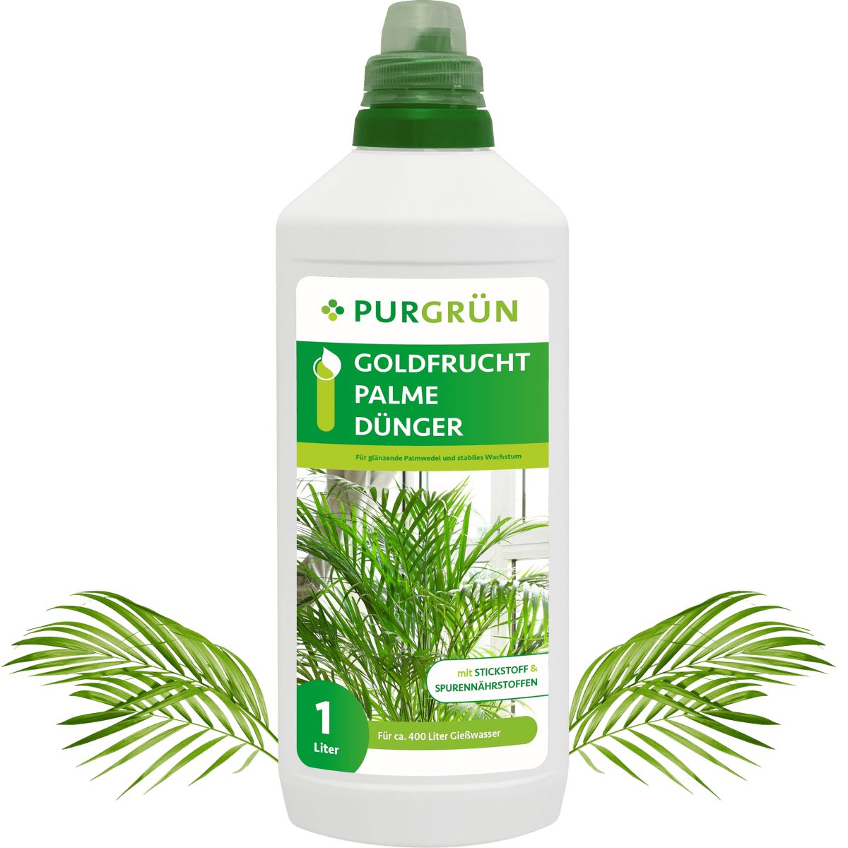 Universaldünger Purgrün Goldfruchtpalme Dünger, NPK 10+4+6, kräftige Palmwedel, 1L
