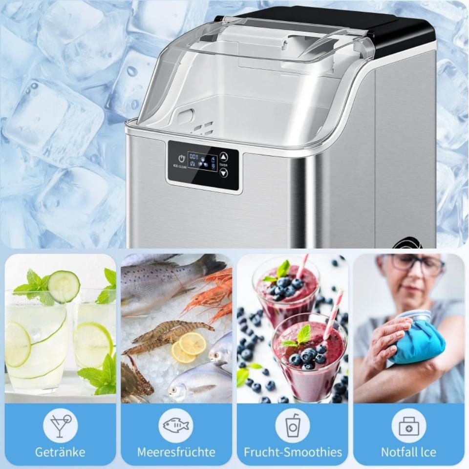 Flieks Eiswürfelmaschine, Eiswürfelspender, Ice-Maker, 20kg/24h, mit 2,1 L Wassertank