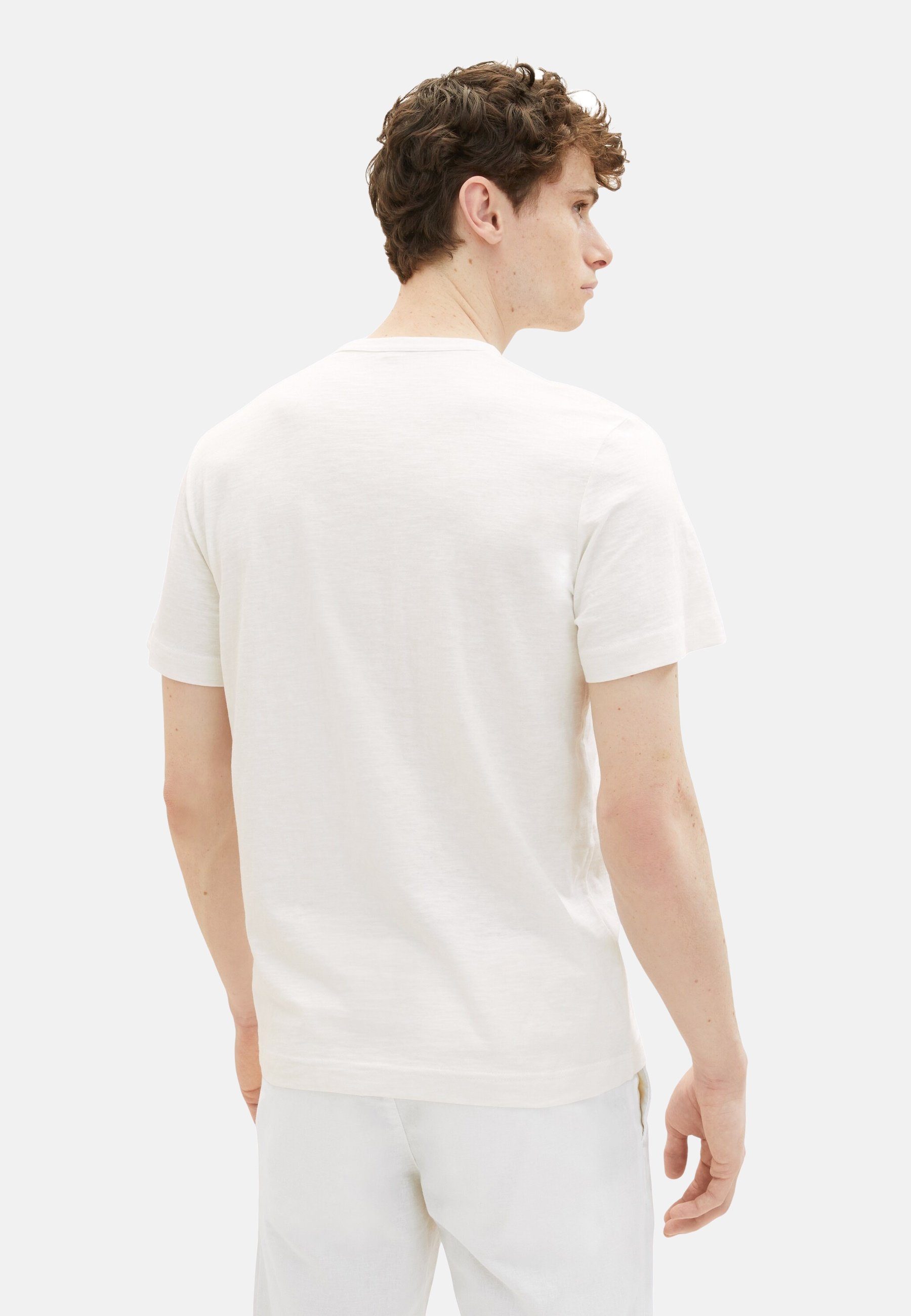 weiß (1-tlg) TAILOR TOM Tailor mit Kurzarmshirt Tom T-Shirt Frontprint T-Shirt