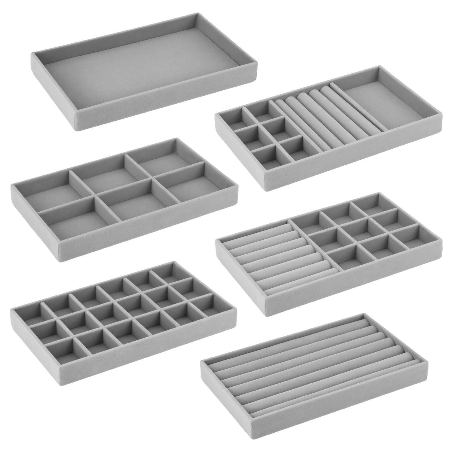 LuxusKollektion Schmuckkasten Schmucktablett Organizer Samt 21x12cm (6 St)