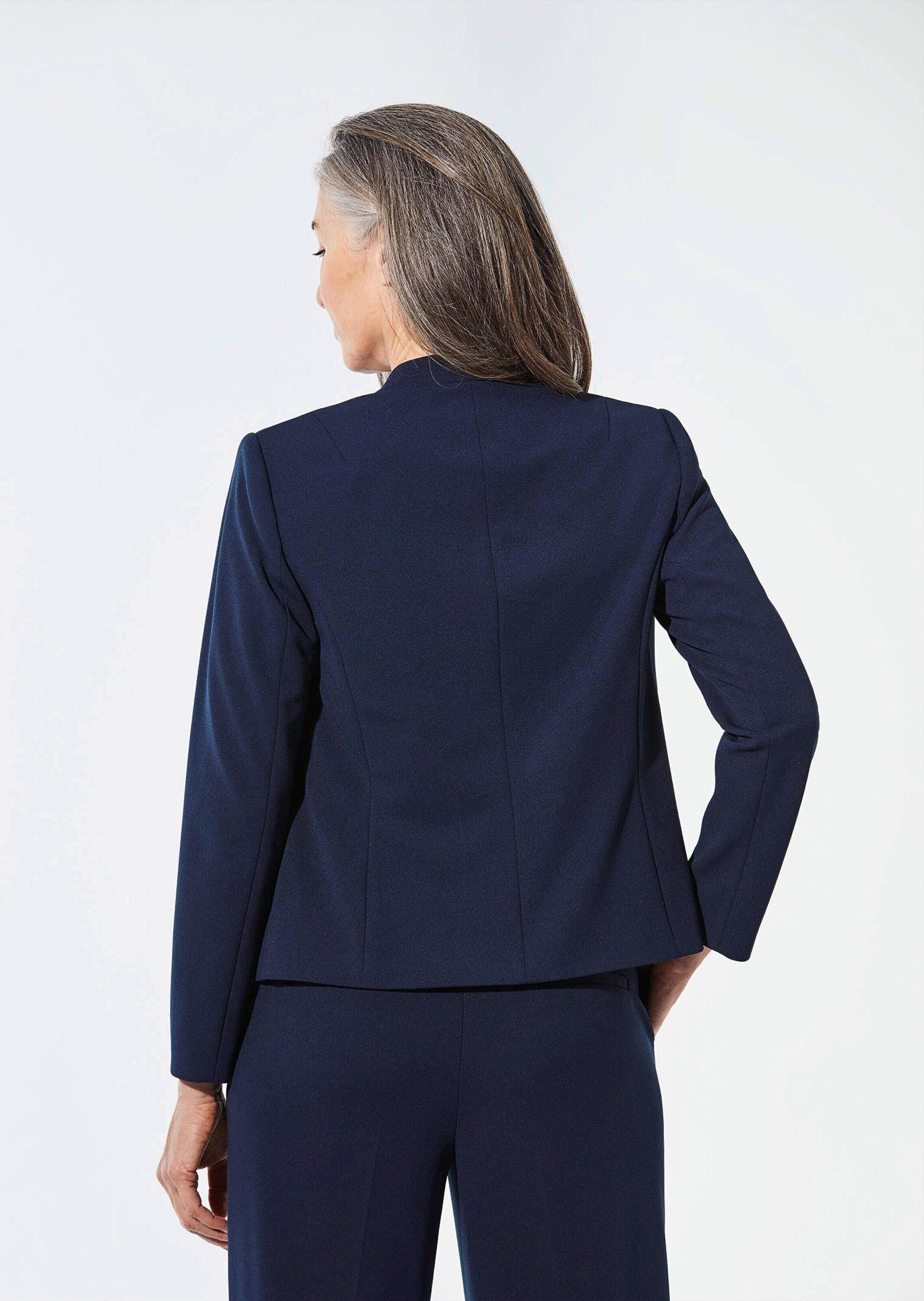 GOLDNER Jerseyblazer Eleganter Festblazer mit Stehkragen Anzugjacke mit Häkchenverschluss und Langarm