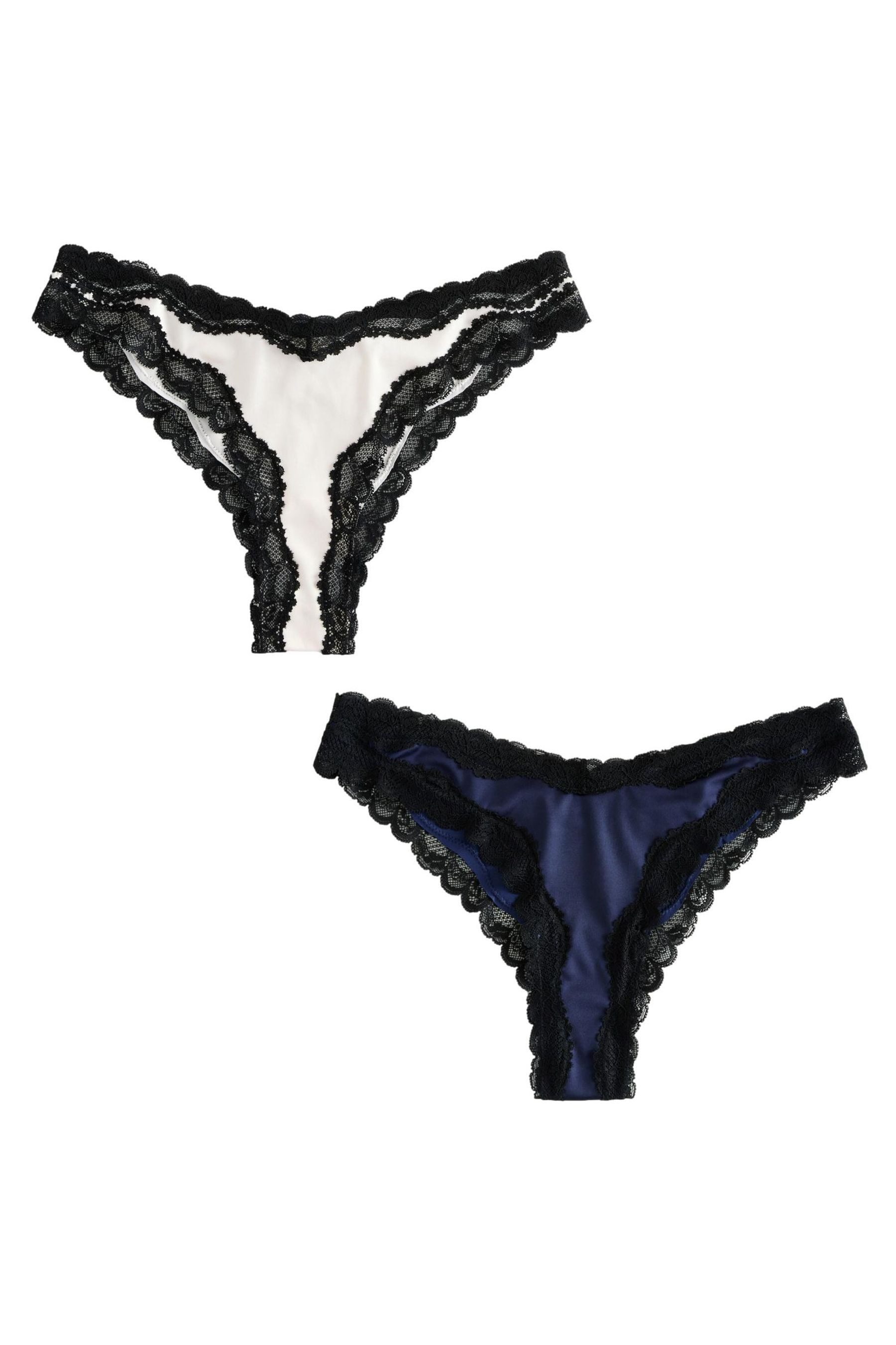 Brasilslip 2er-Pack Hochglanz-Slips mit Spitze, Brazilian