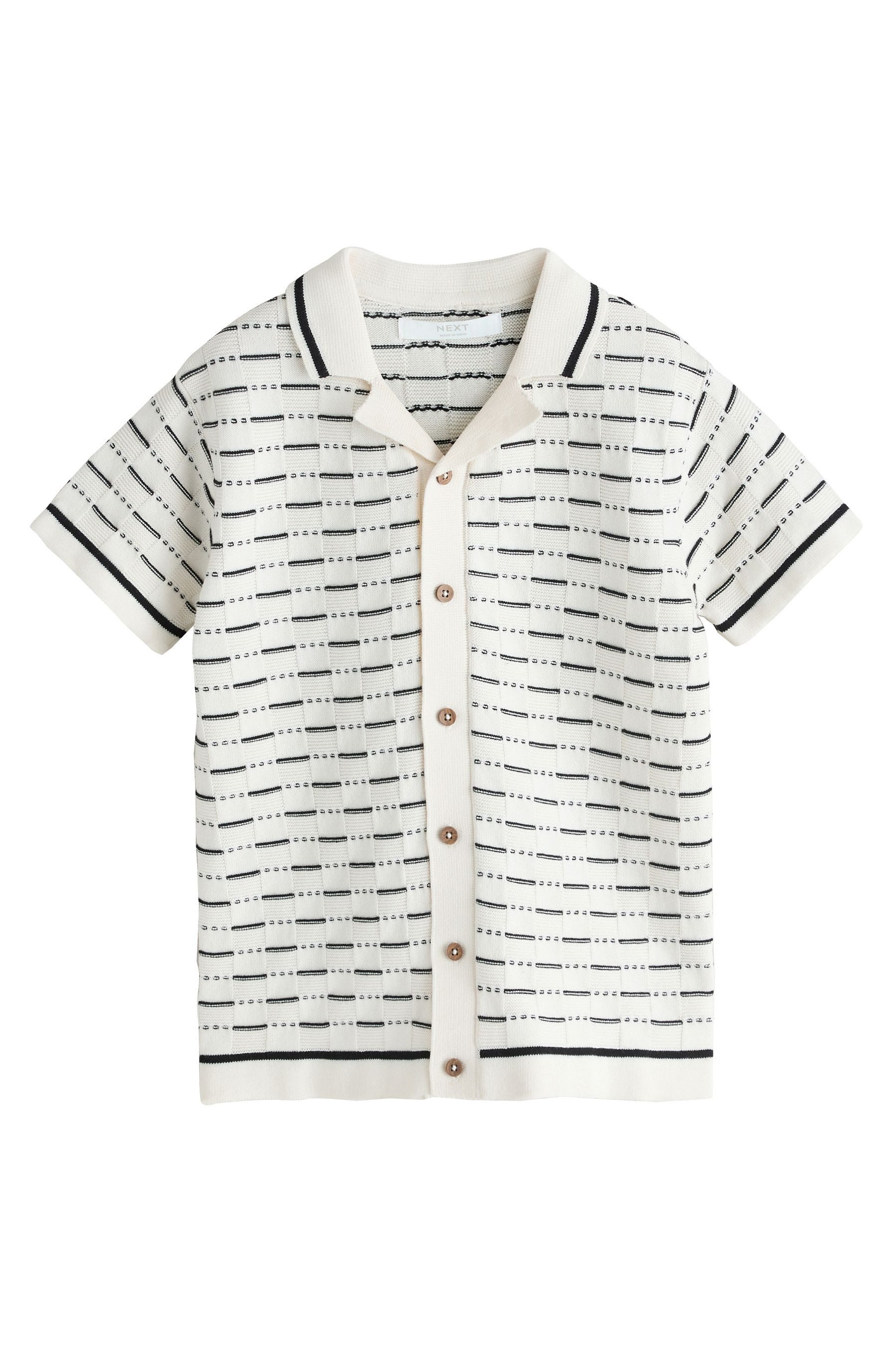 Polokragenpullover Strukturiertes Strick-Polo-Shirt mit Reverskragen