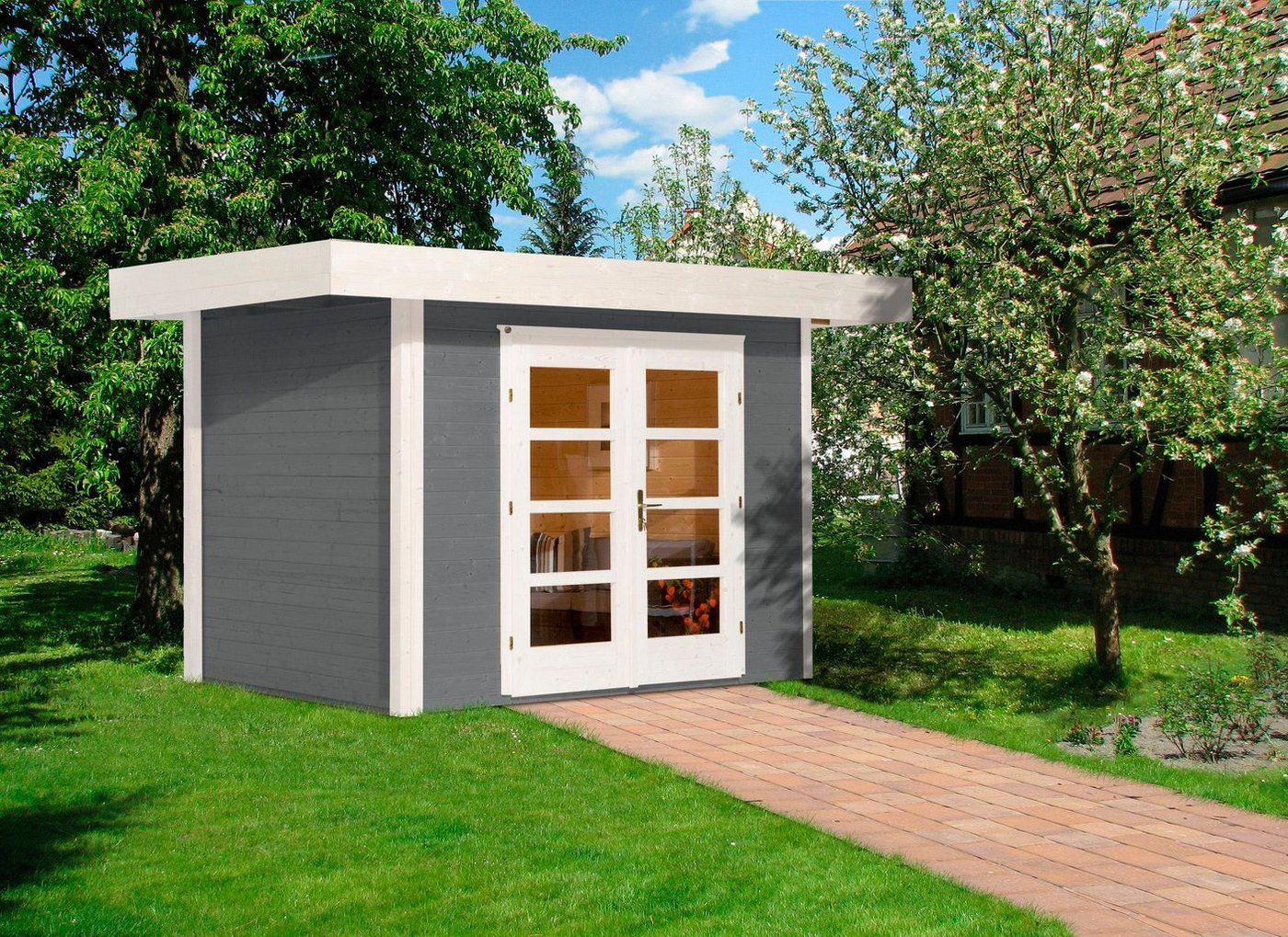 Thumbnail - weka Gartenhaus 126 Gr.1, grau, 28 mm, BxT: 361x286 cm