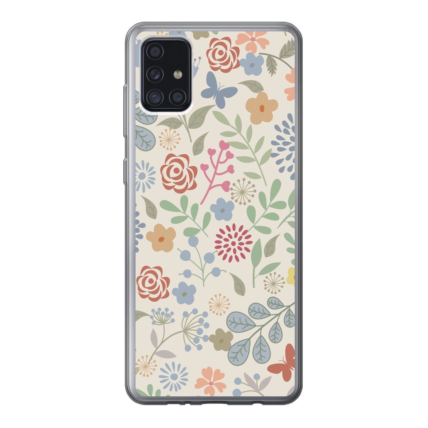 MuchoWow Handyhülle für Samsung Galaxy A52 5G Eine Blumenmuster-Illustration mit vielen Bl, Smartphone-Bumper, Print, Handy Schutzhülle Dünn