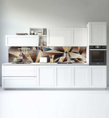 MyMaxxi Dekorationsfolie Küchenrückwand Abstrakte Formen in Holz Farben selbstklebend