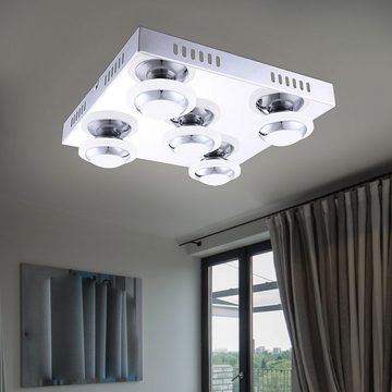 WOFI LED Deckenspot, LED-Leuchtmittel fest verbaut, Warmweiß, LED Deckenleuchte Wohnzimmerlampe chrom Schlafzimmer Flurleuchte