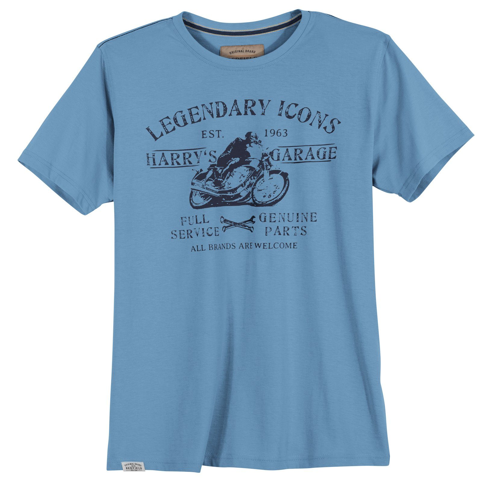 redfield Print-Shirt Redfield T-Shirt Übergröße hellblau Motorrad-Print günstig online kaufen