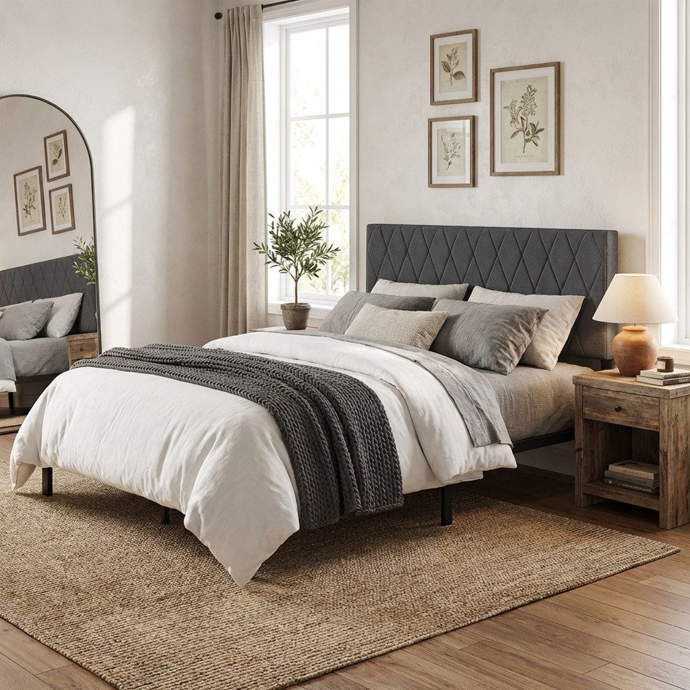 GLIESE Polsterbett Bettgestell mit Matratze Set (90 x 200 cm Bettgestell + Matratze Set), in H3