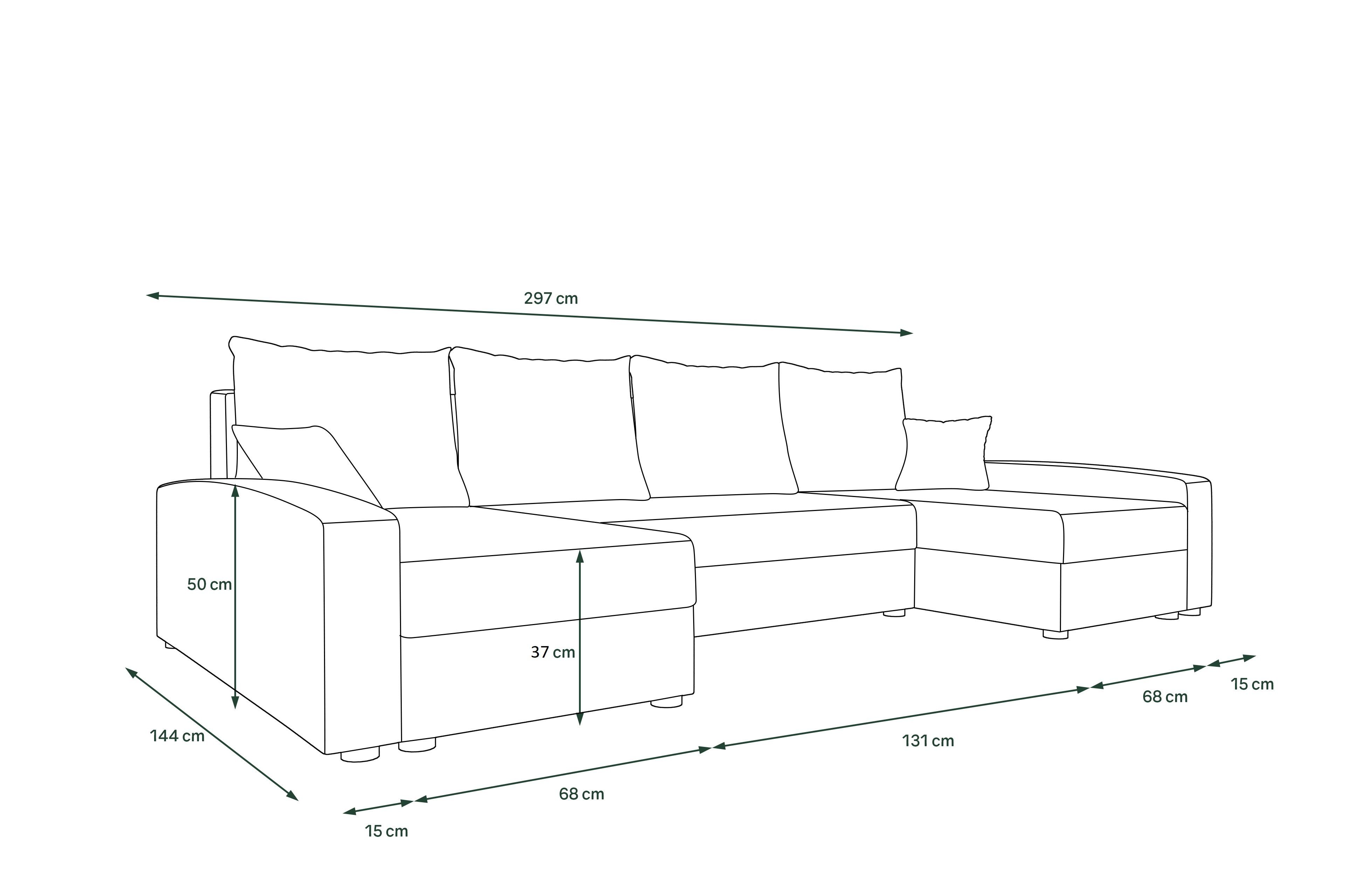 Sofa, Eckcouch, Bettfunktion, Design Sitzkomfort, Stylefy Modern Addison, Wohnlandschaft U-Form, mit Bettkasten, mit