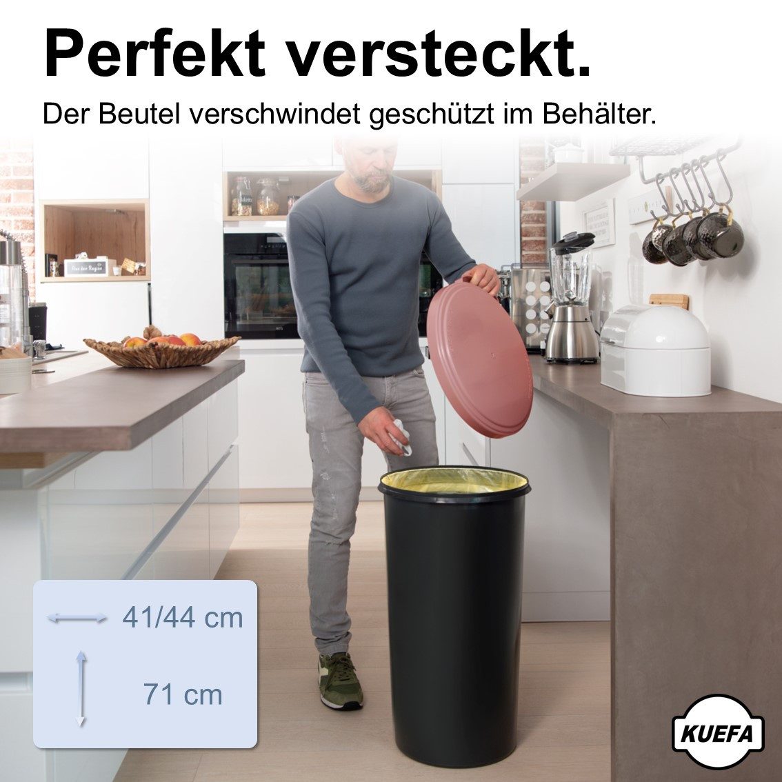 KUEFA Müllsackständer VLC 60L Mülleimer Gelber Sack, inkl. Klemm-Ring, Geruchsdicht – Bild 5 von 5
