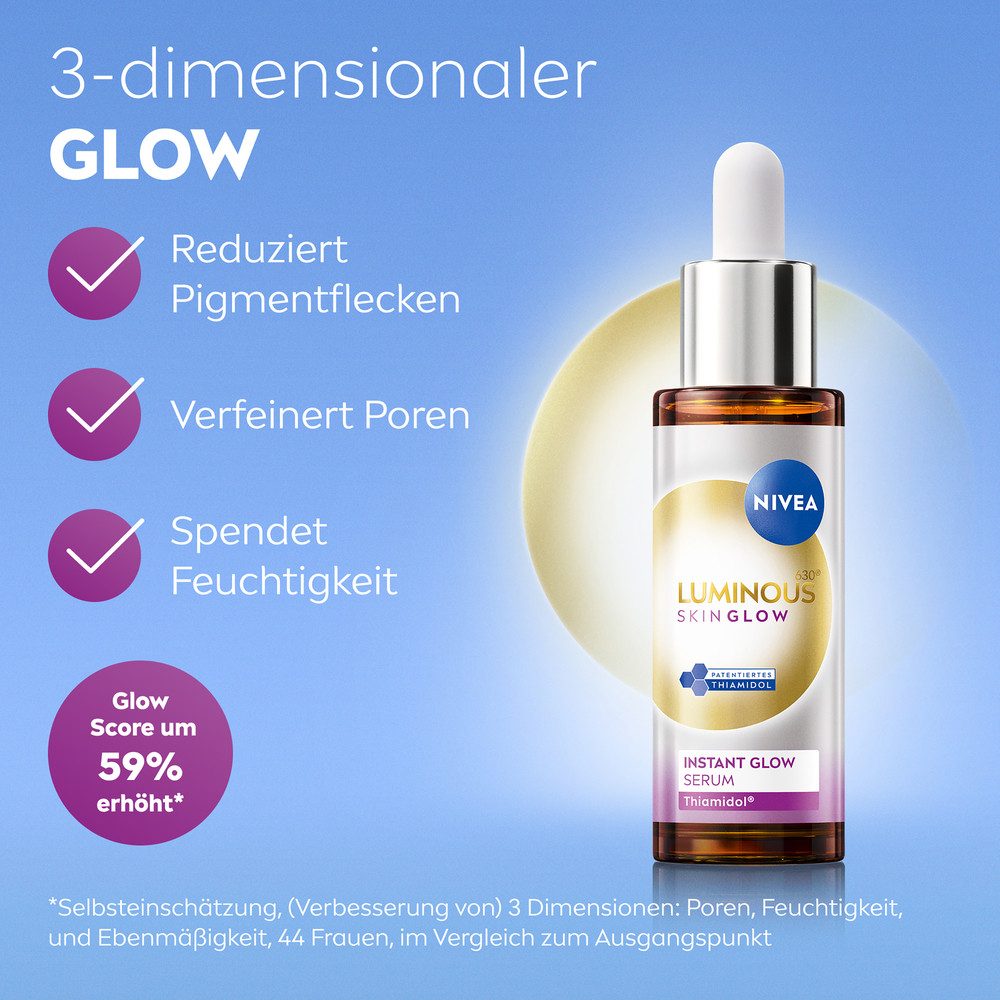 Nivea Anti-Falten-Serum NIVEA LUMINOUS630® SKIN GLOW INSTANT GLOW SERUM, leichte Textur, feuchtigkeitsspendend, pflegend