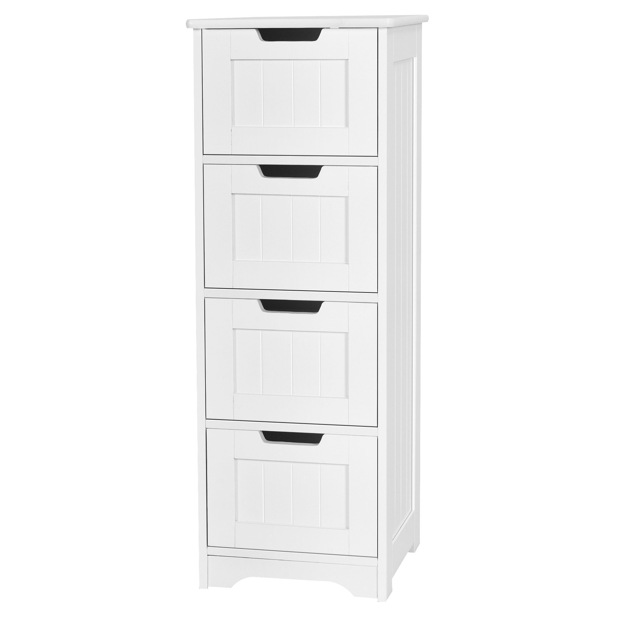 COSTWAY Badkommode, Badezimmerschrank, mit 4 Schubladen weiß