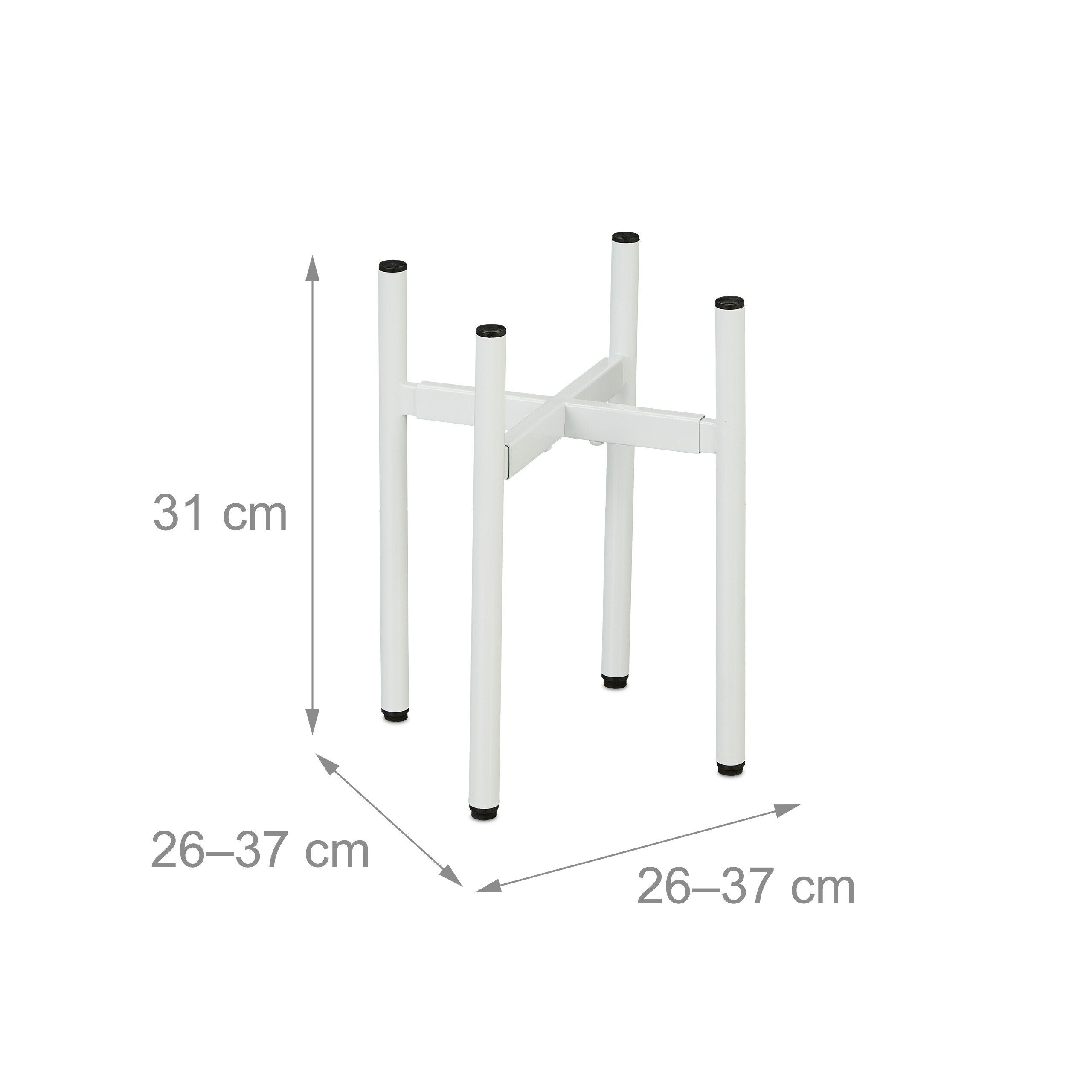 relaxdays Blumenständer Verstellbarer Pflanzenständer 2er Set (2 St), weiß – Bild 4 von 5