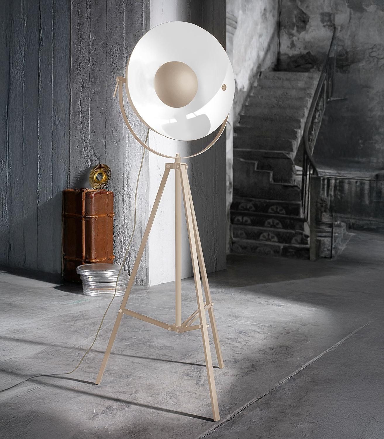 casa NOVA Stehlampe FAME, Sandgrau, Weiß, Metall, Verstellbar, ohne Leuchtmittel, B 51 x H 164 x T 51 cm
