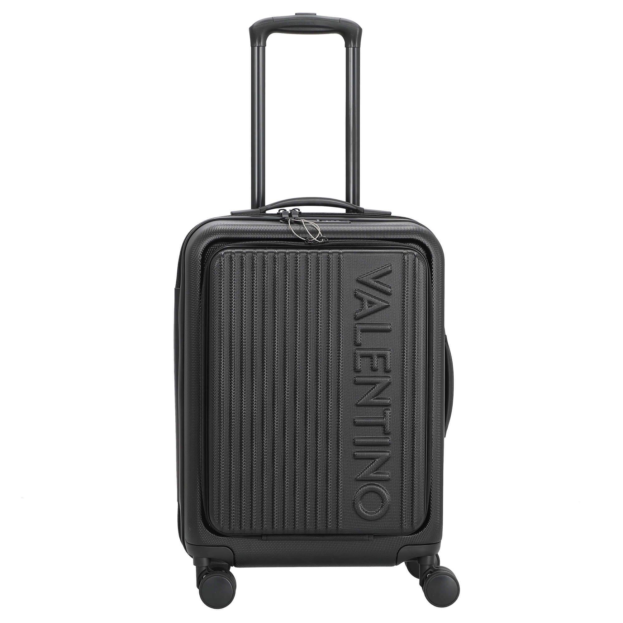 VALENTINO BAGS Handgepäck-Trolley Lexplor - 4-Rollen-Kabinentrolley mit Vortasche 14" 55 cm (nero), 4 Rollen Rollen