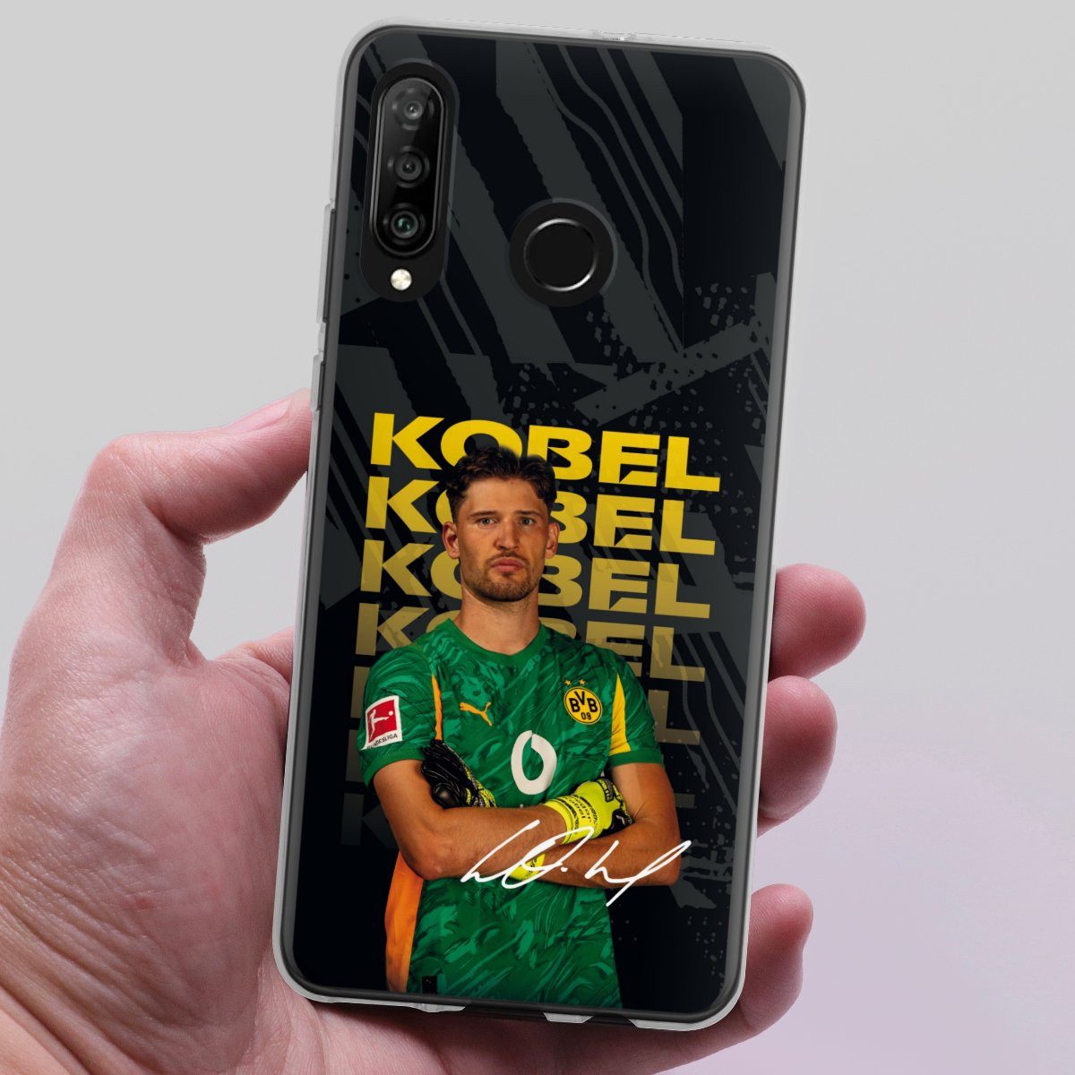 DeinDesign Handyhülle Borussia Dortmund Gregor Kobel BVB Gregor Kobel 25/26, Huawei P30 Lite Premium Silikon Hülle Bumper Case Handy Schutzhülle