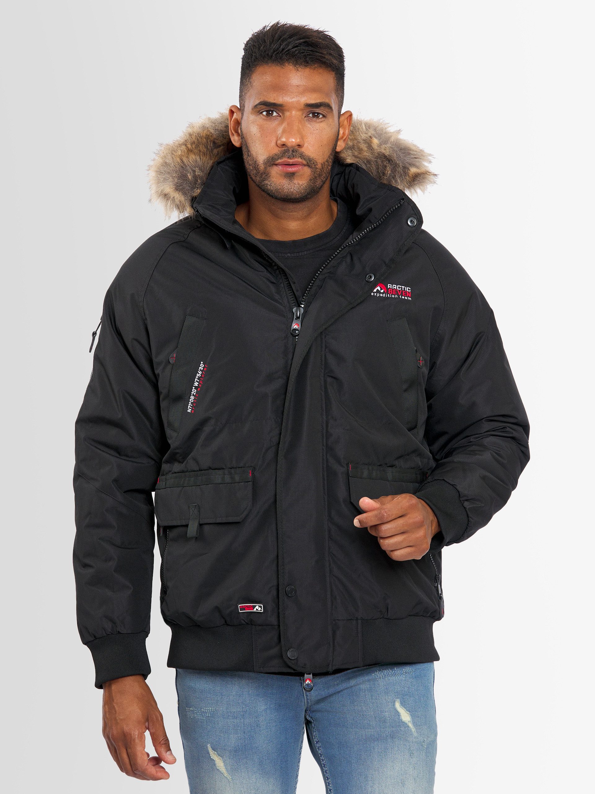 Arctic Seven Winterjacke ASArthuro mit abnehmbarer Kapuze und abnehmbarem Kunstfell