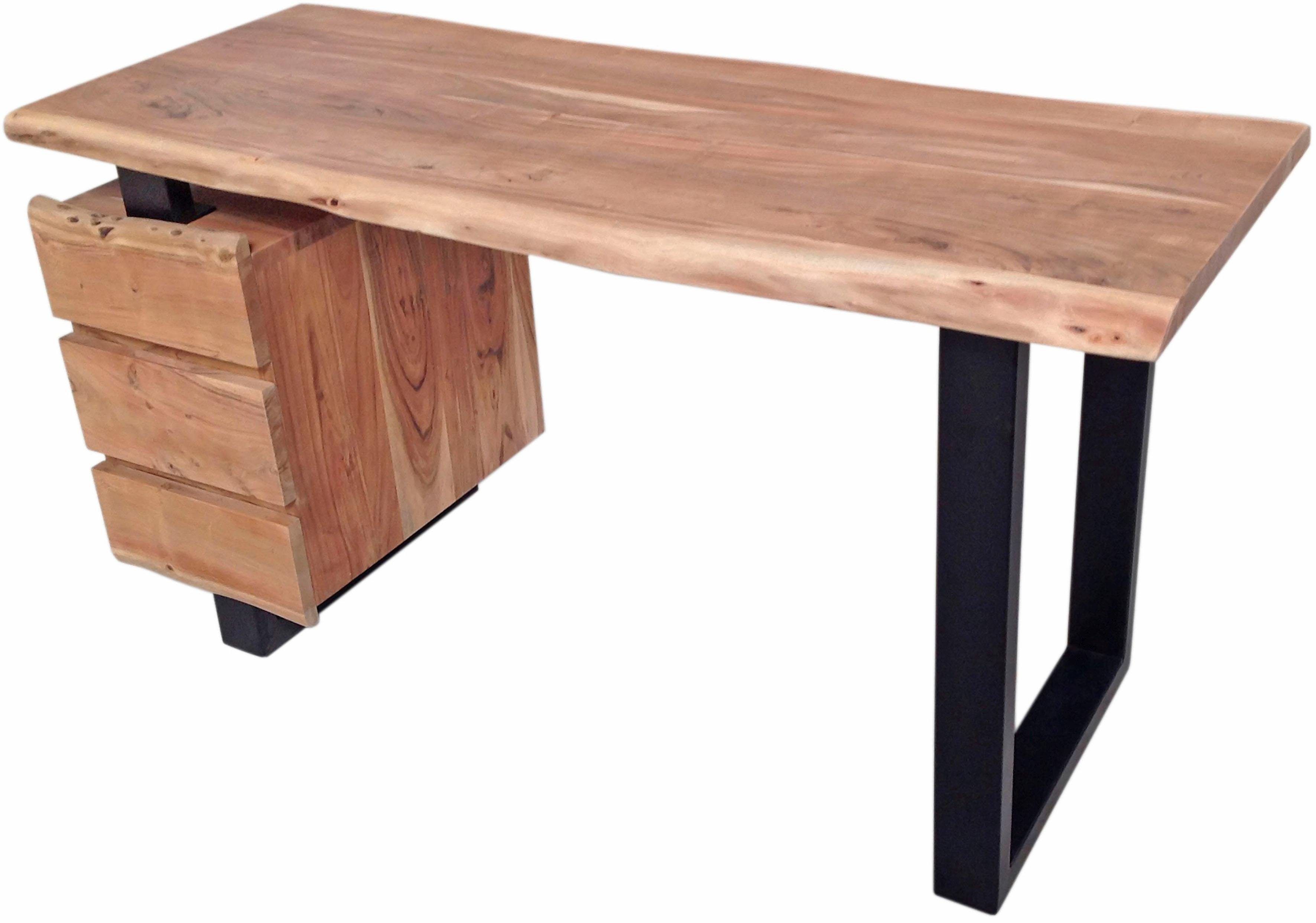 SIT Schreibtisch Schreibtisch Massivholz‑Tischplatte aus Akazie, mit massiver Baumkante