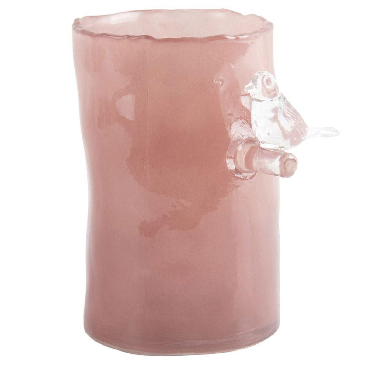 Present Time Dekovase Vase mit Vogel Bird on Branch Soft Pink (15cm)