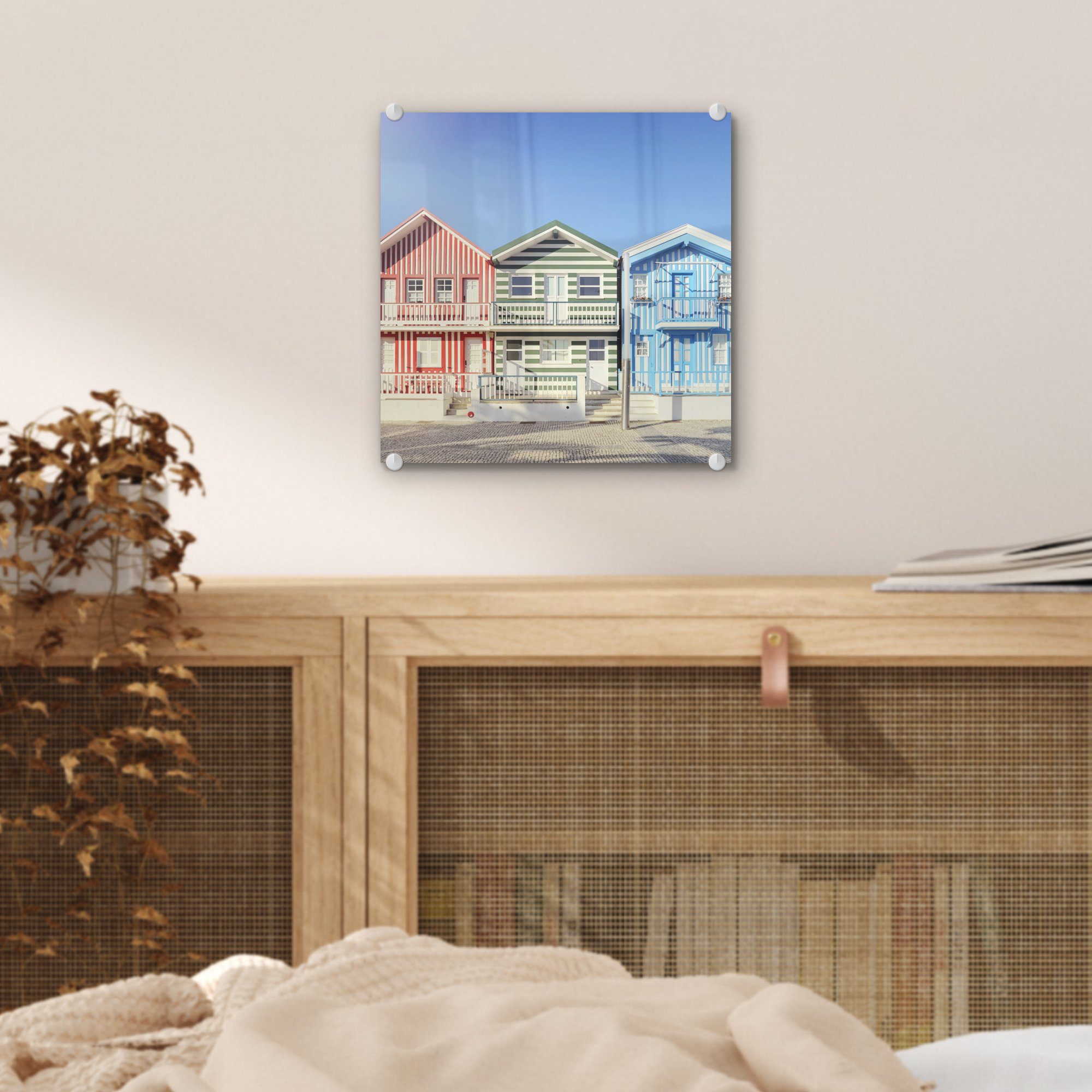 Foto Glas Bilder Wanddekoration Glas Wandbild St), Große Strandhäuser, auf (1 - MuchoWow - auf Acrylglasbild Glasbilder -