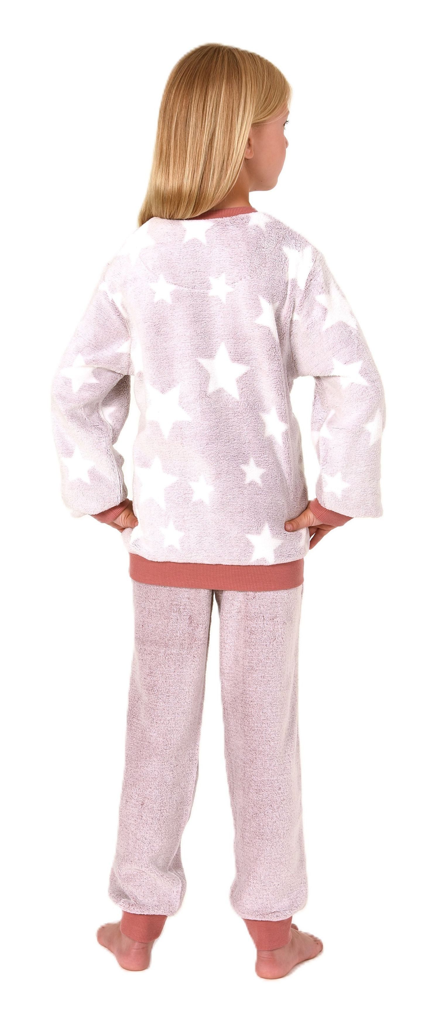 Normann Pyjama Kuschelig warmer Mädchen Schlafanzug Pyjama aus Coralfleece mit Tupfen – Bild 4 von 5