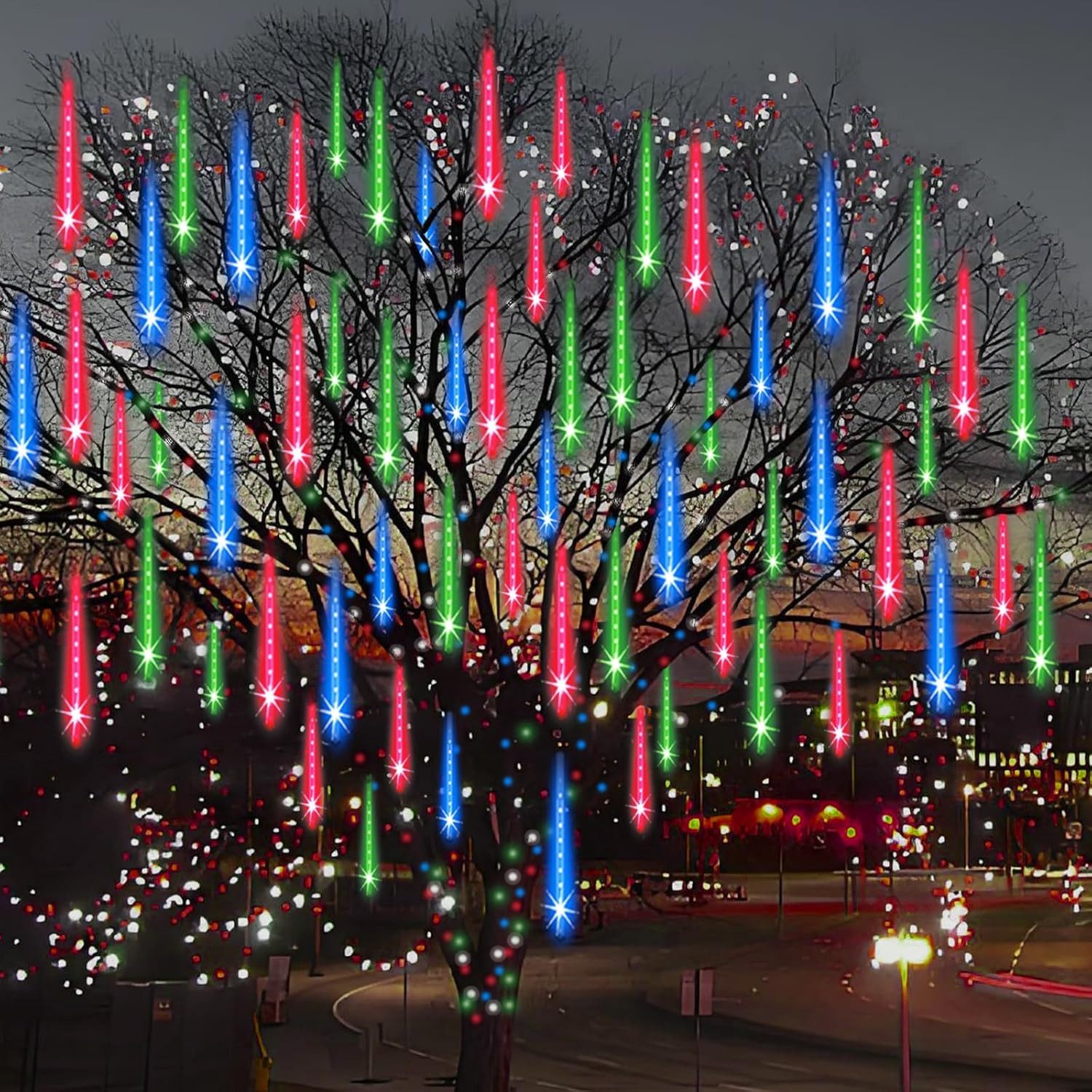 Merry 2024 LED-Lichterkette LED-Lichterkette Meteorschauer Regen Lichter,LED Dekolicht, Eiszapfen Regentropfen,30/50cm,LED Dekolicht