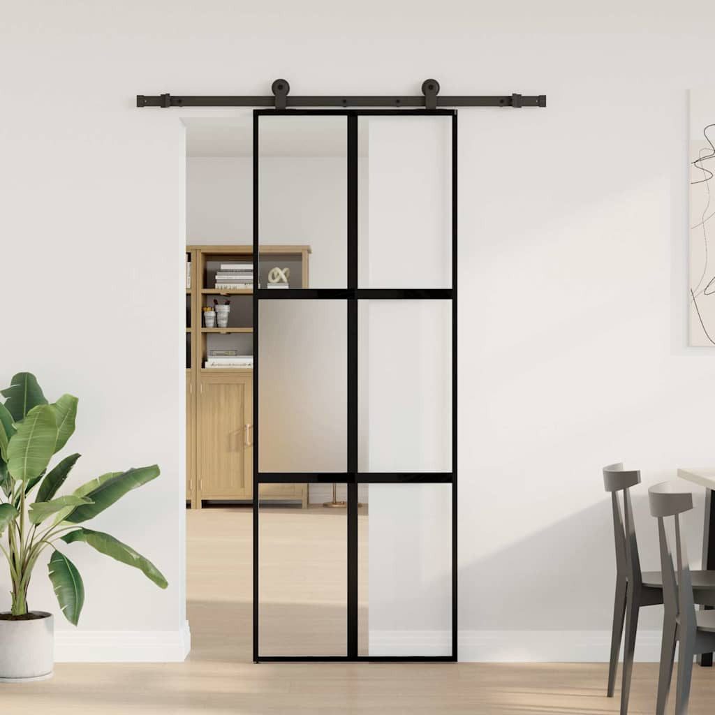 Thumbnail - vidaXL Haustür Schiebetür mit Beschlag 76x205 cm Hartglas & Aluminium (1-St)
