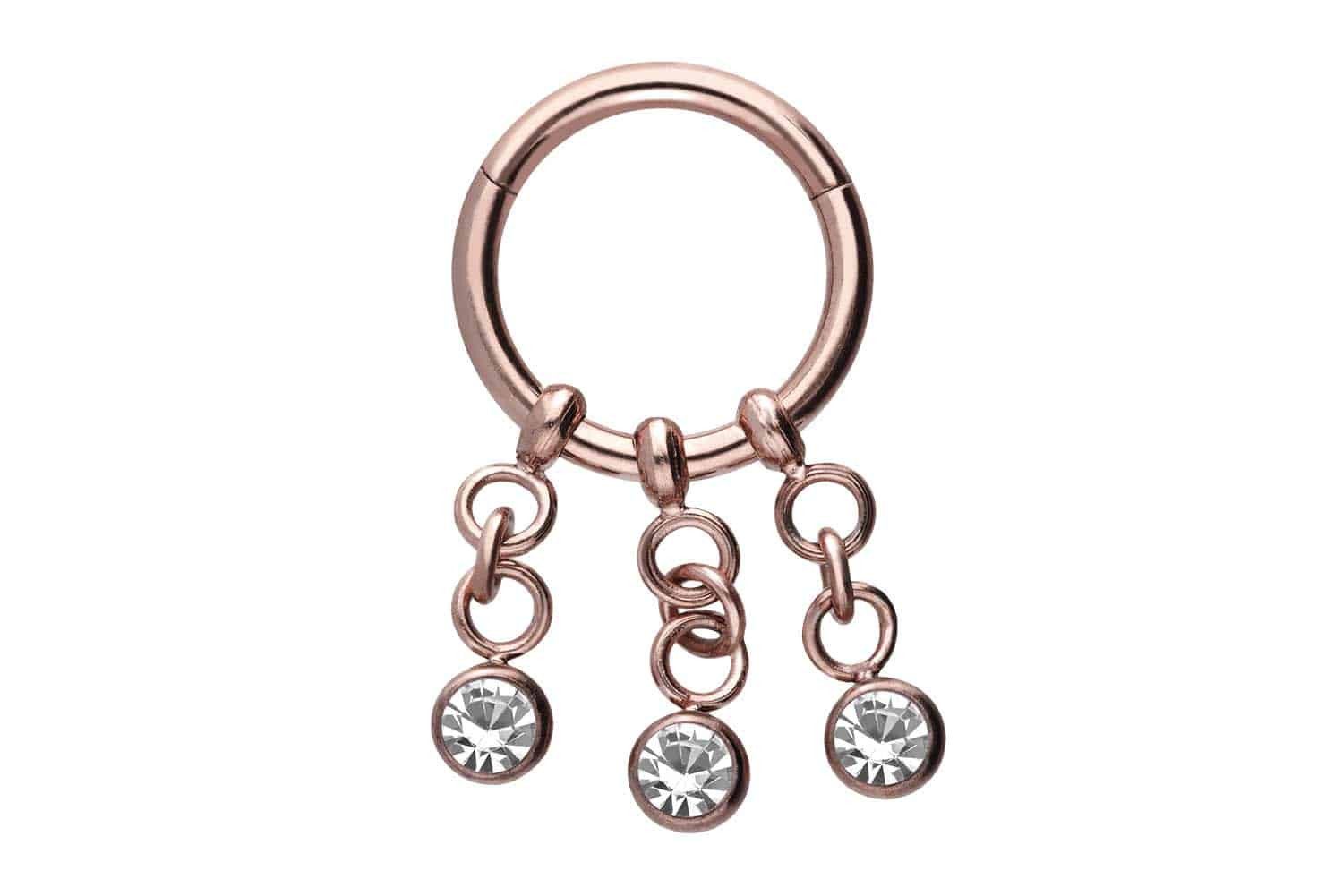 Nasenpiercing Chirurgenstahl Segmentring Clicker 3 KETTEN + KRISTALLE Ohrpiercing