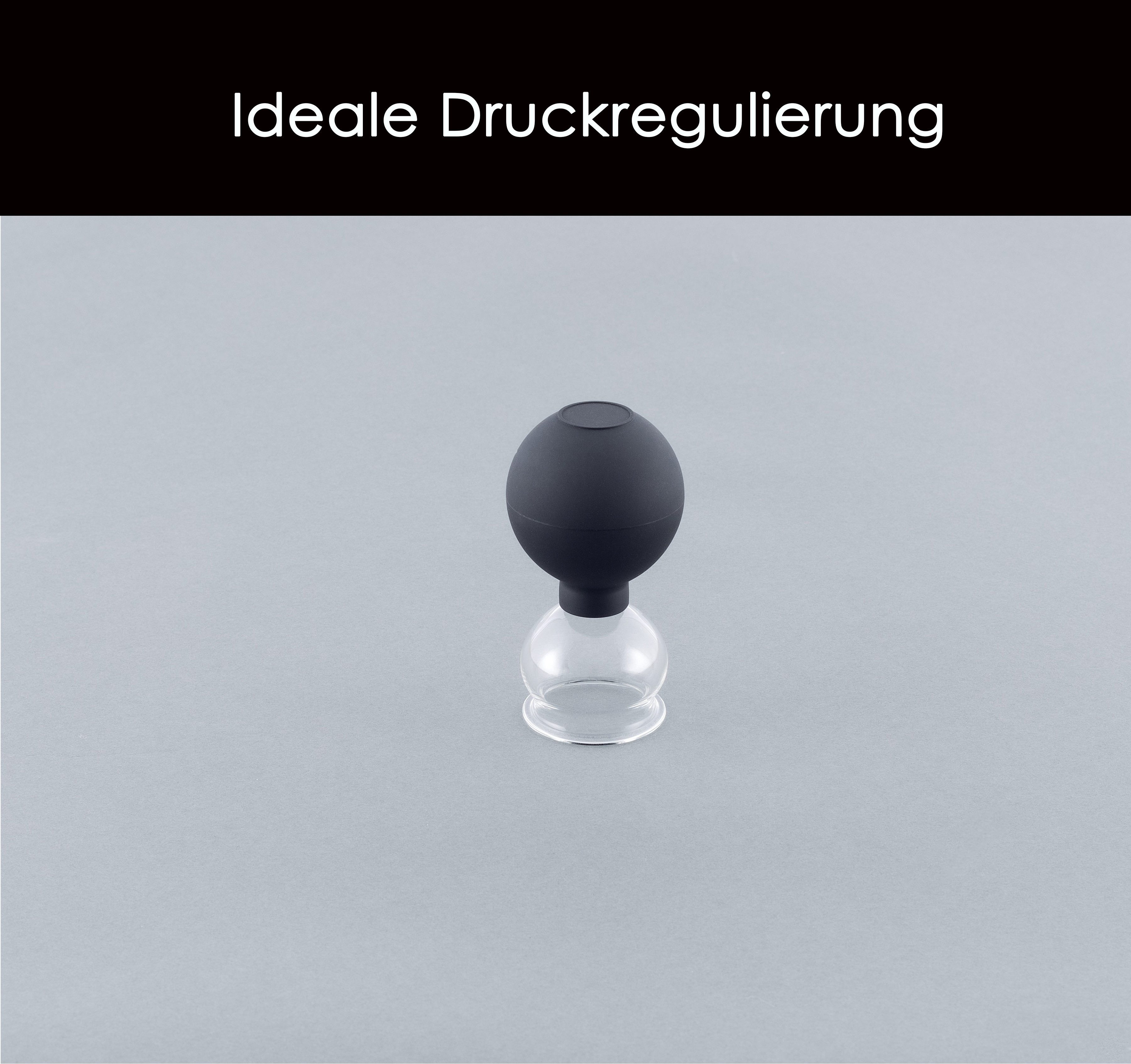 HomeBee Massagerolle Schröpfgläser Set aus Echtglas mit Saugball (Set aus Echtglas mit Saugball, 5-tlg., 5er Set), Optimal gegen Verspannungen