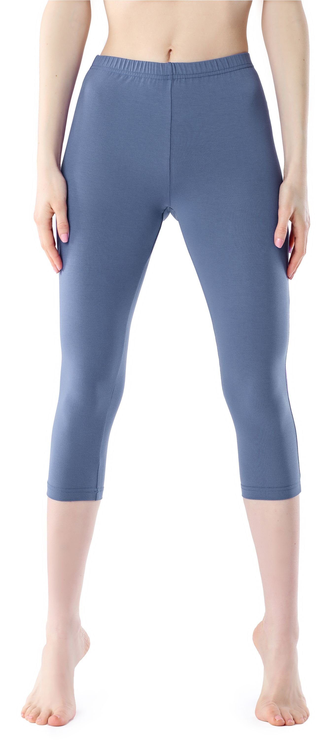 Jeans Bellivalini Bund 3/4 elastischer Leggings Damen BLV50-204 Viskose aus (1-tlg) Leggings